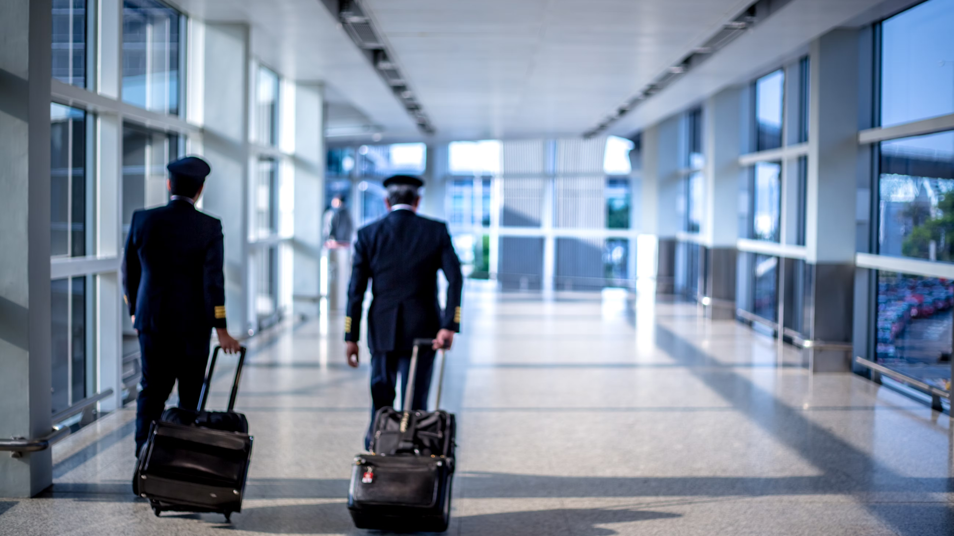 Pilots walk on hand with bags on hand.