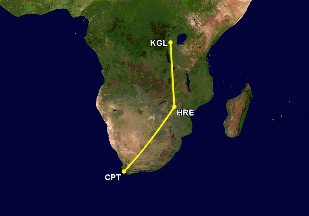 RwandAir KGL-HRE-CPT CRJ900