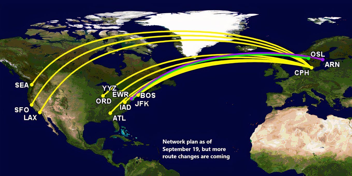 SAS North American route network as of September 19