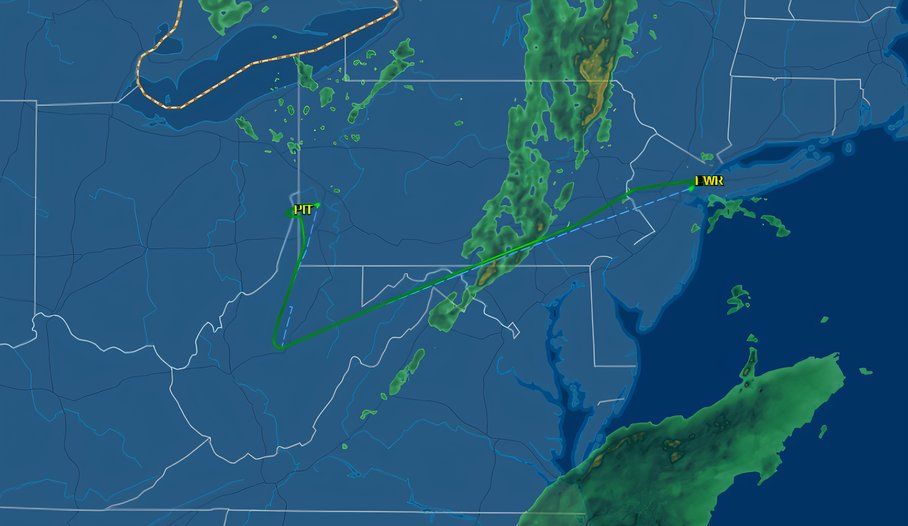 AA Flight 1603 EWR to PIT diversion