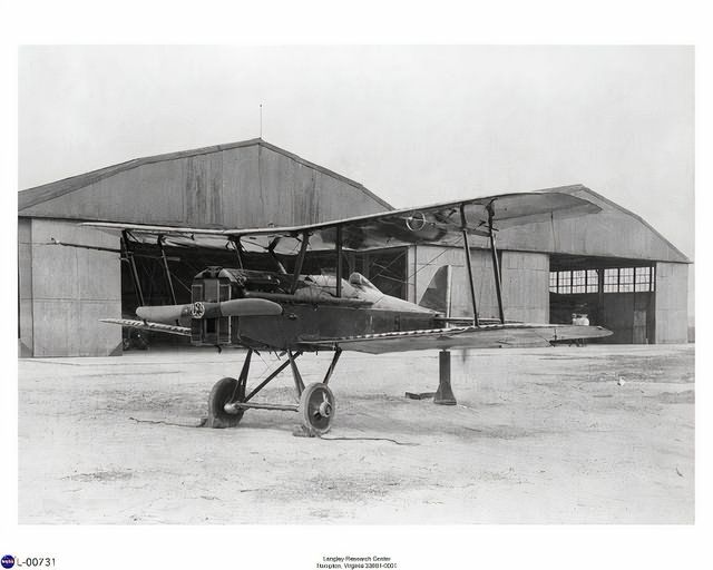 This Royal Aircraft Factory SE-5A was used by engineers at Langley in a study of vertical, lateral and longitudinal accelerations while manoeuvring. 