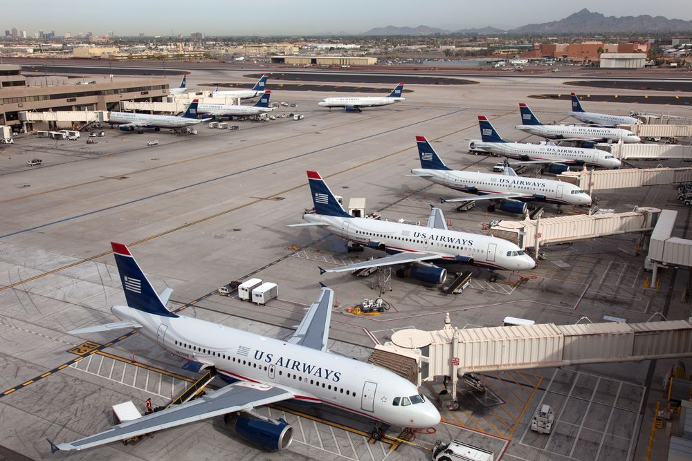 Morning rush of US Airways aircraft on March 20, 2013 in Phoenix