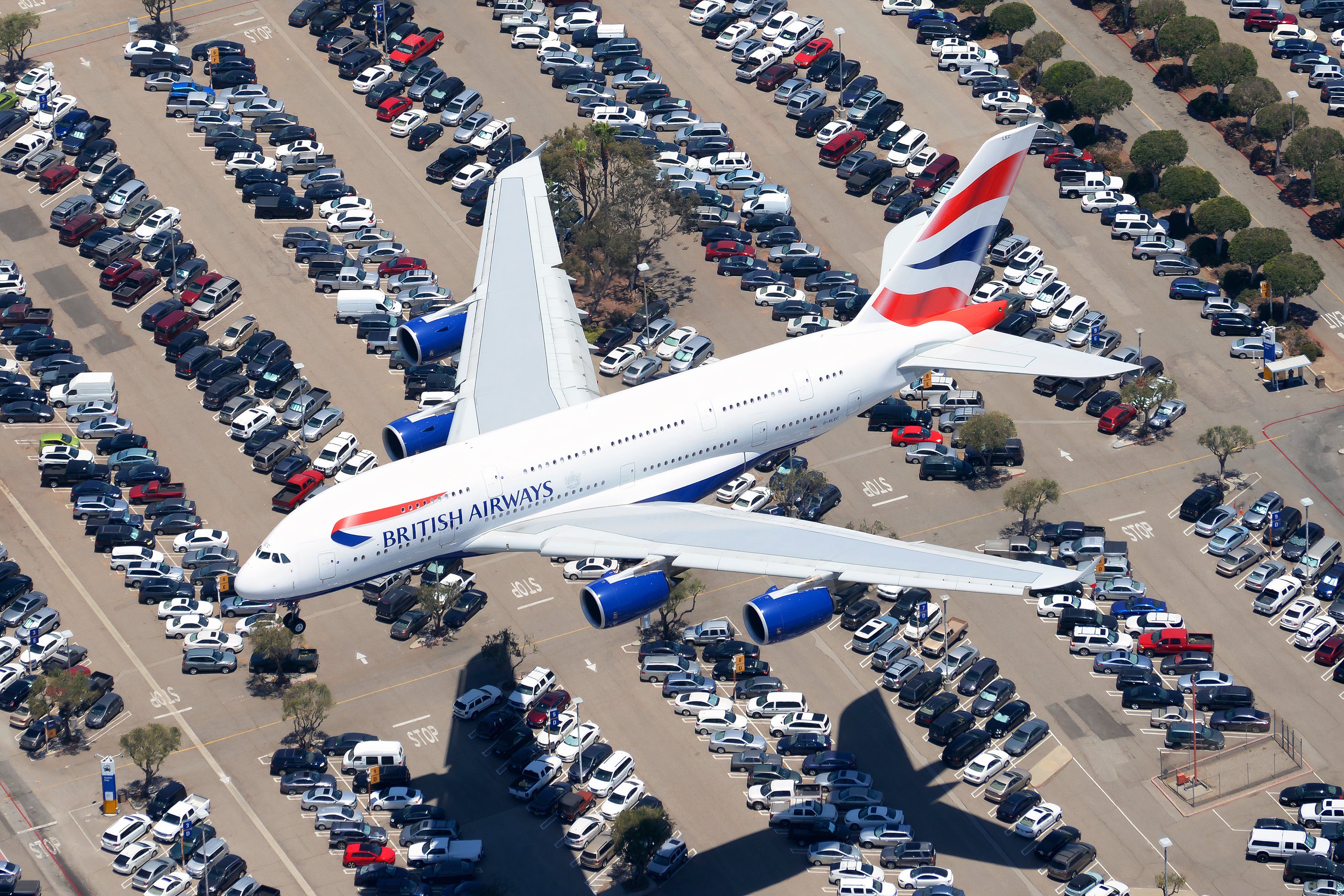 BA A380 landing at LAX