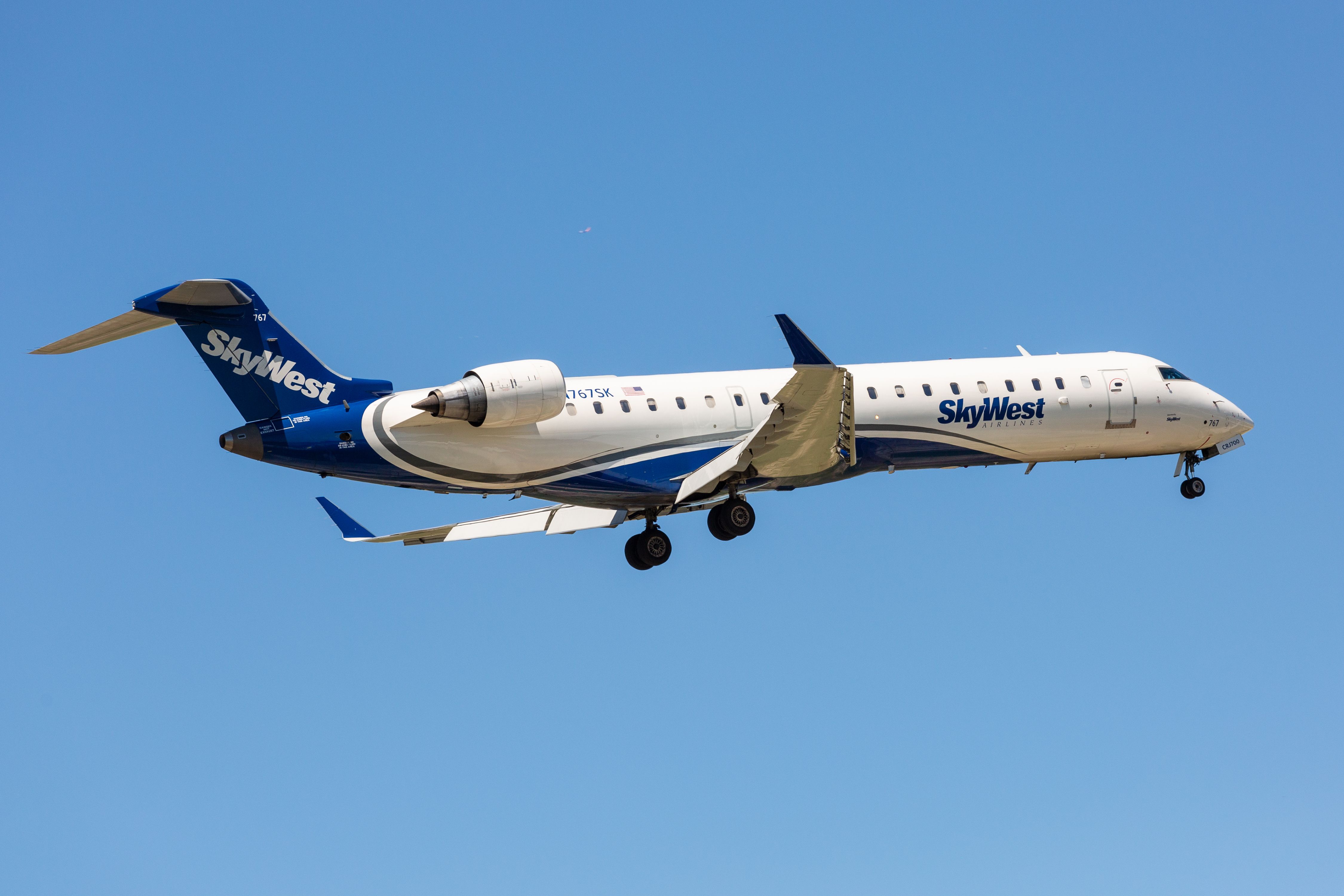 SkyWest Airlines Bombardier CRJ700 (N767SK) landing at Chicago O'Hare International Airport.