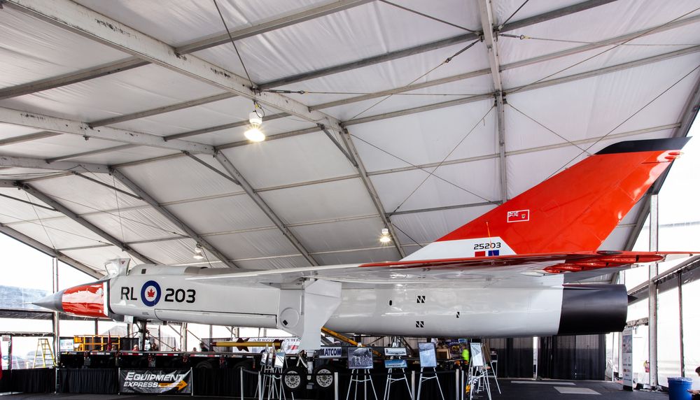 A replica of the Canadian Avro Arrow jet fighter airplane