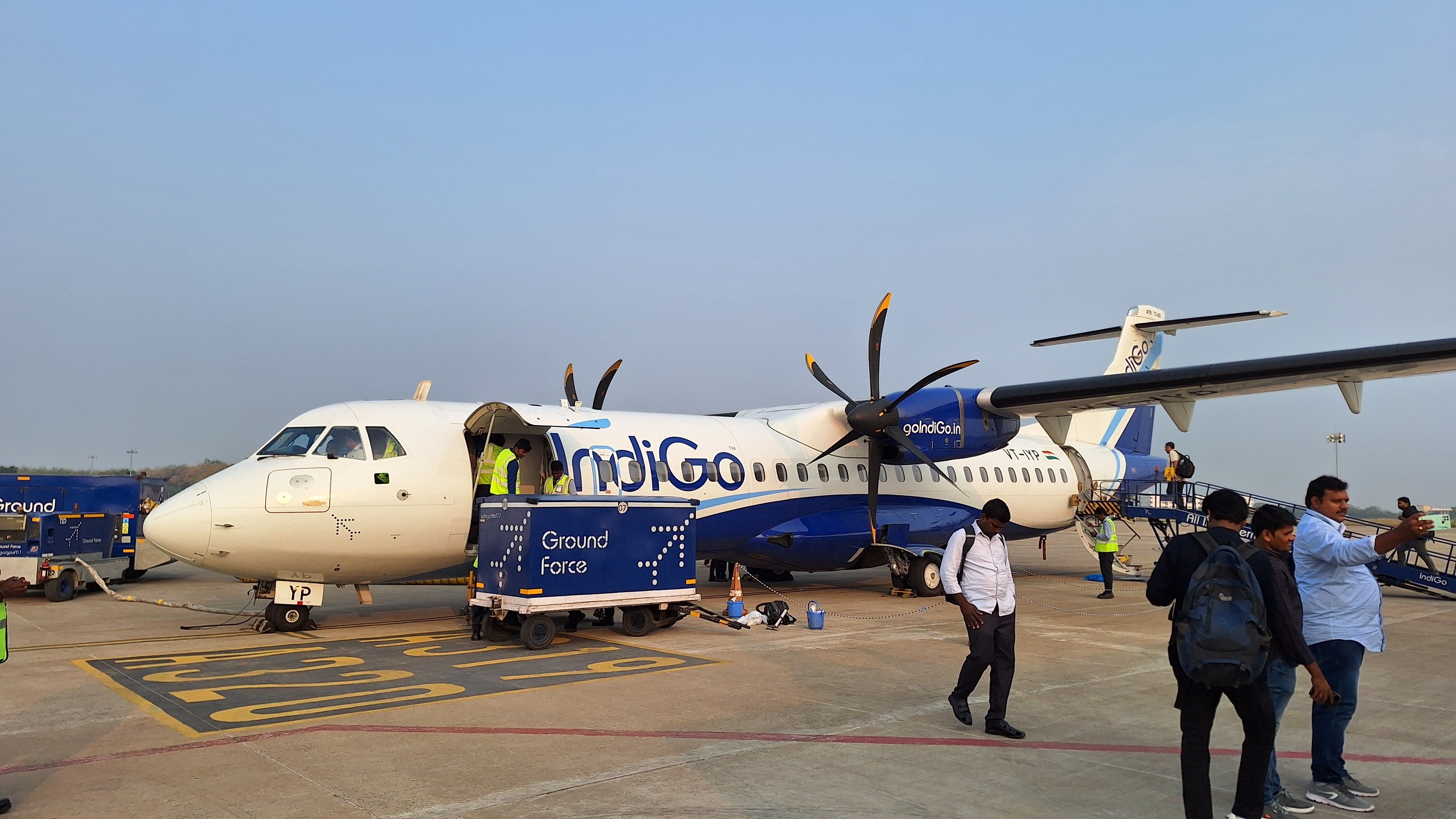 An IndiGo ATR 72 parked at an airport