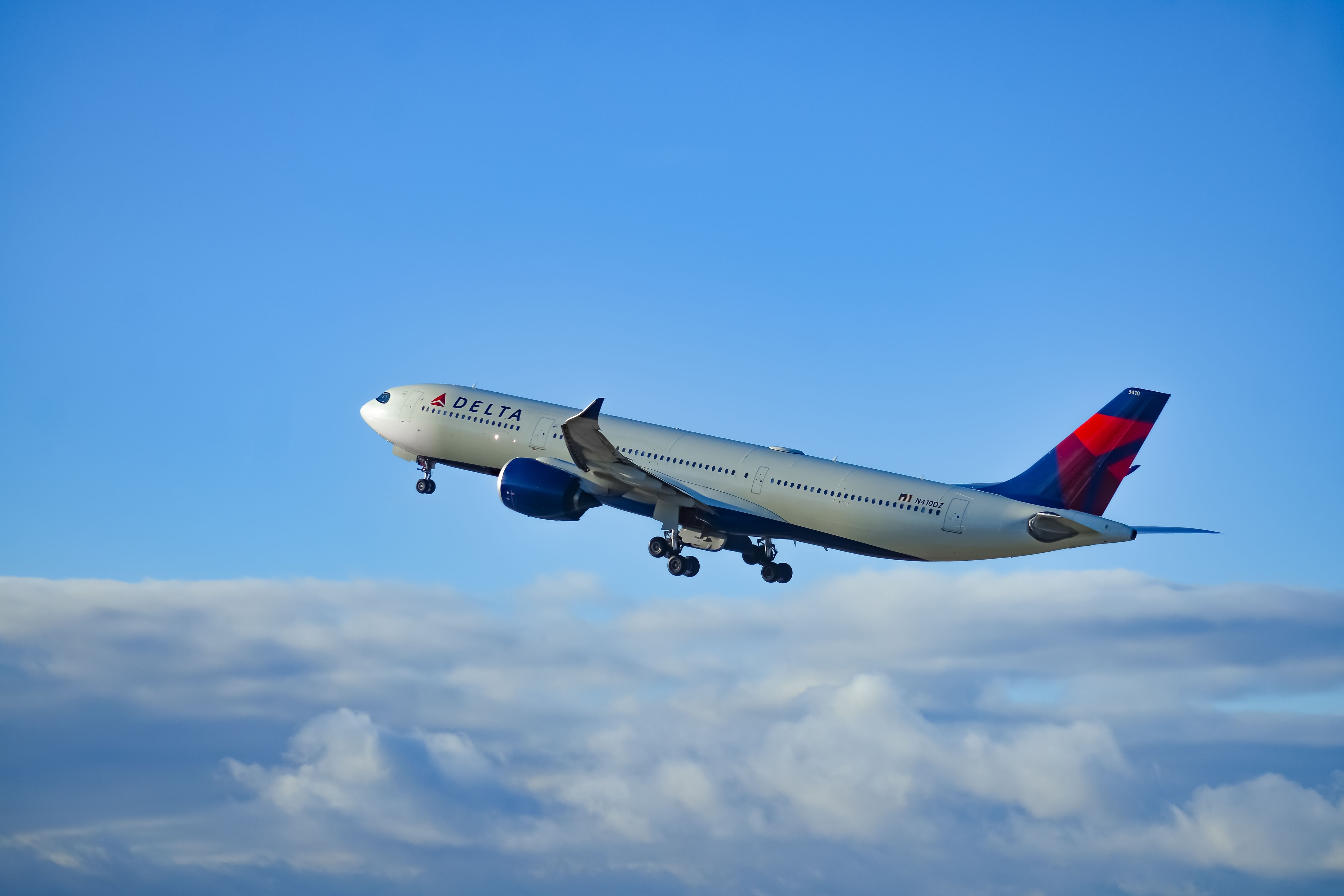 Delta Air Lines Airbus A330-900neo departing from Seattle-Tacoma International Airport.