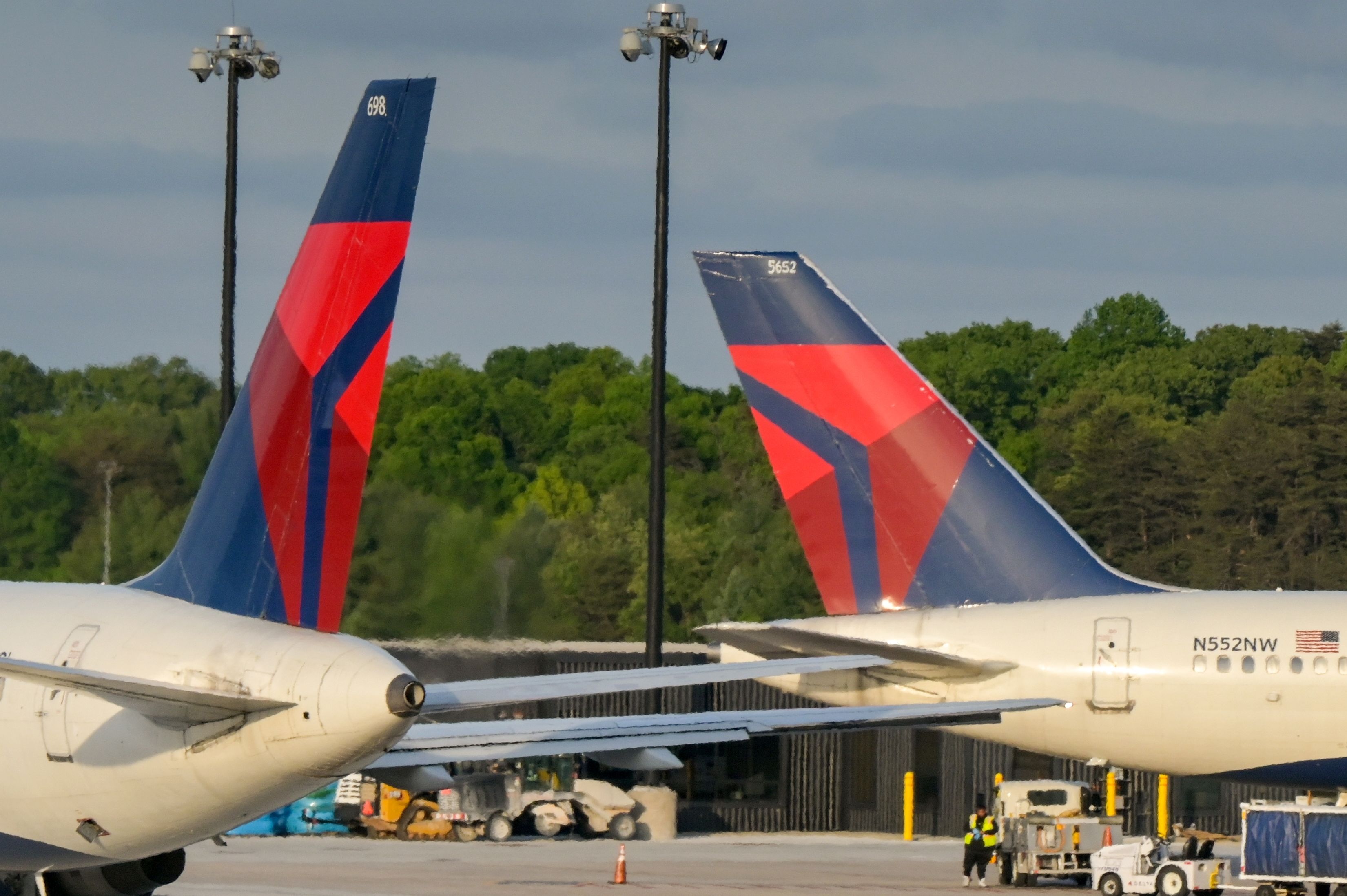 Delta Air Lines aircraft tails in Baltimore.