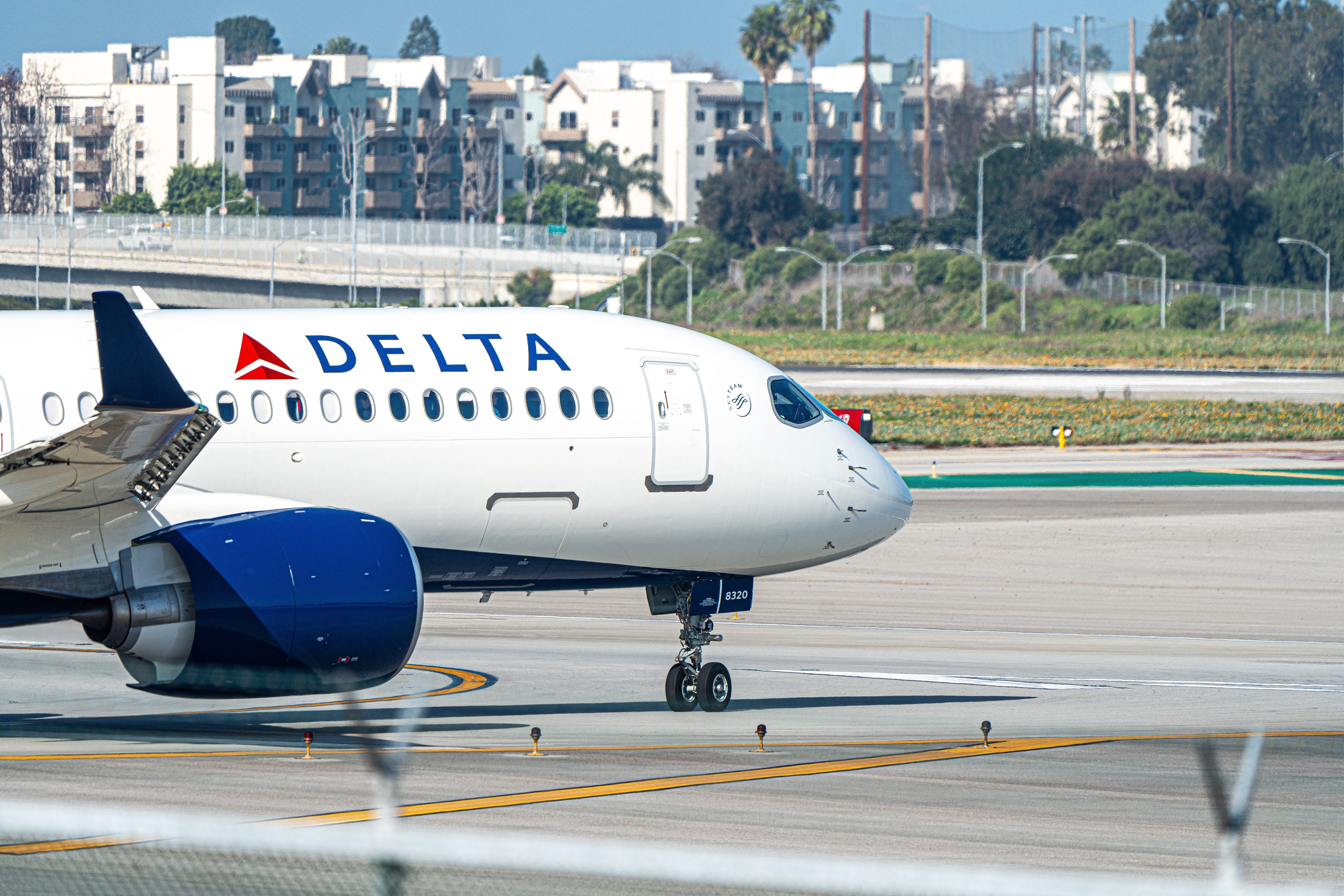 Delta Air Lines Airbus A220 at Los Angeles International Airport.