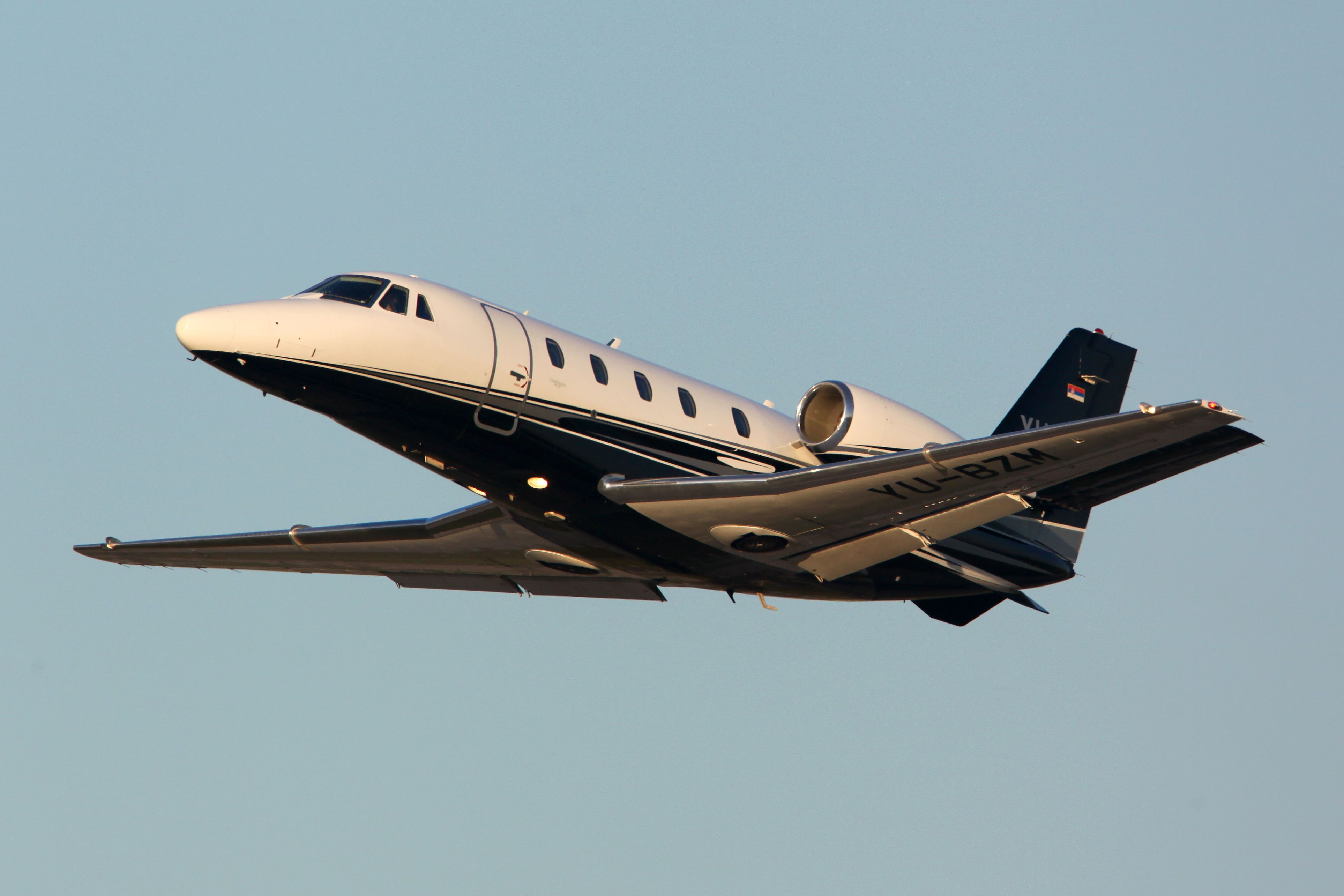 Cessna 560XL Citation XLS+ YU-BZM of Airpink executive airline taking off at Domodedovo