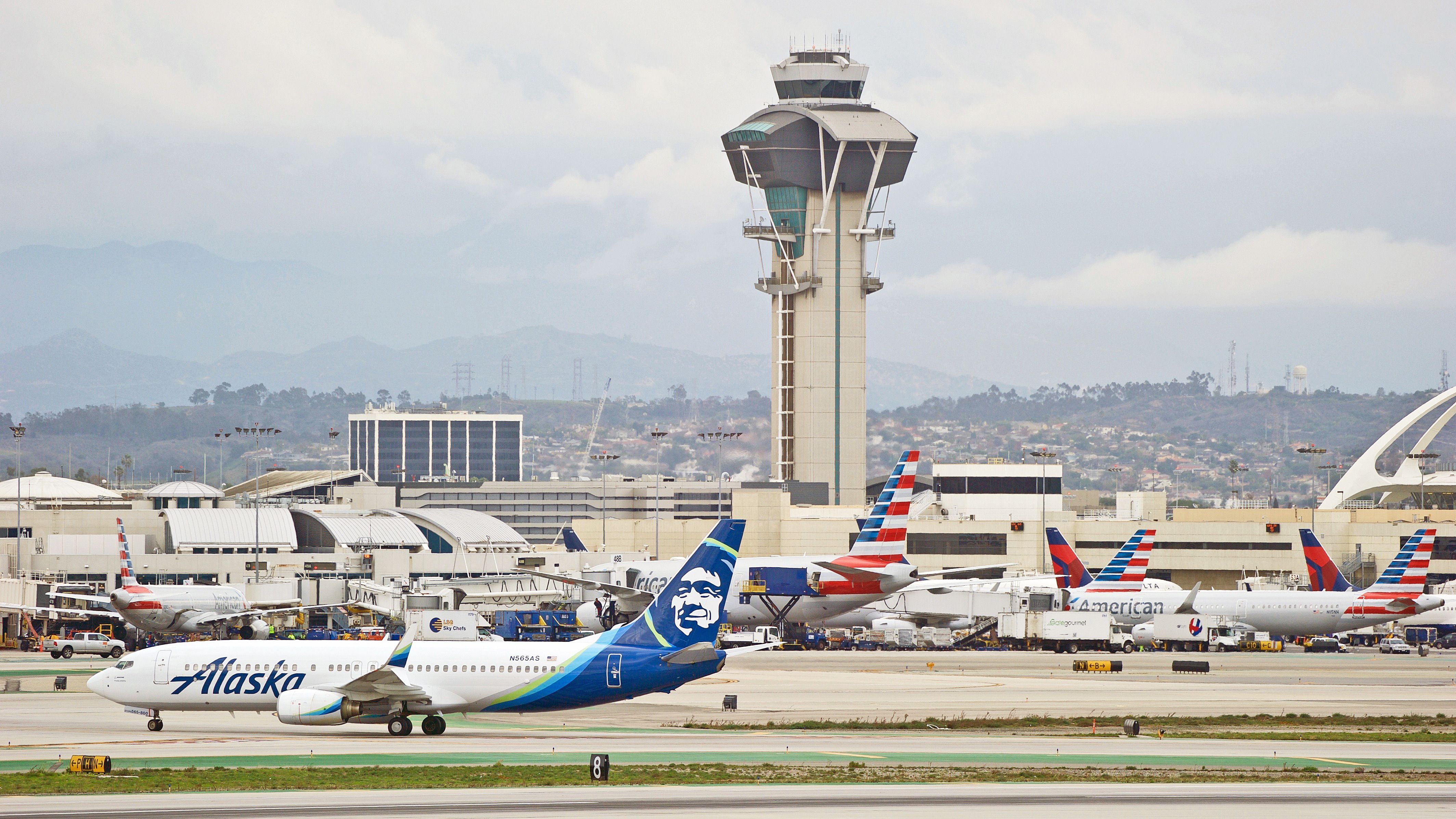 American Airlines and Alaska Airlines planes at LAX