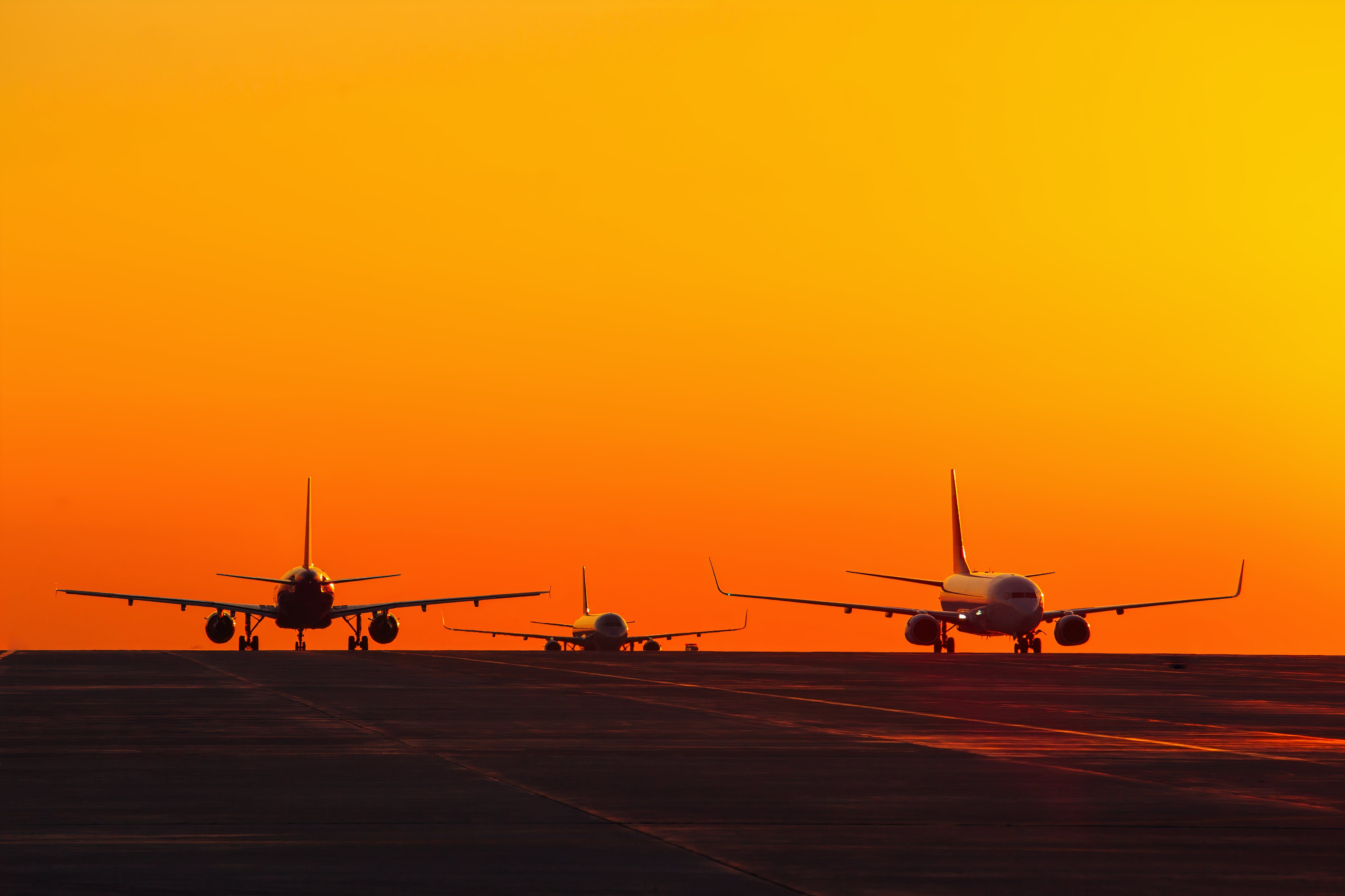 Silhouette picture of three aircraft