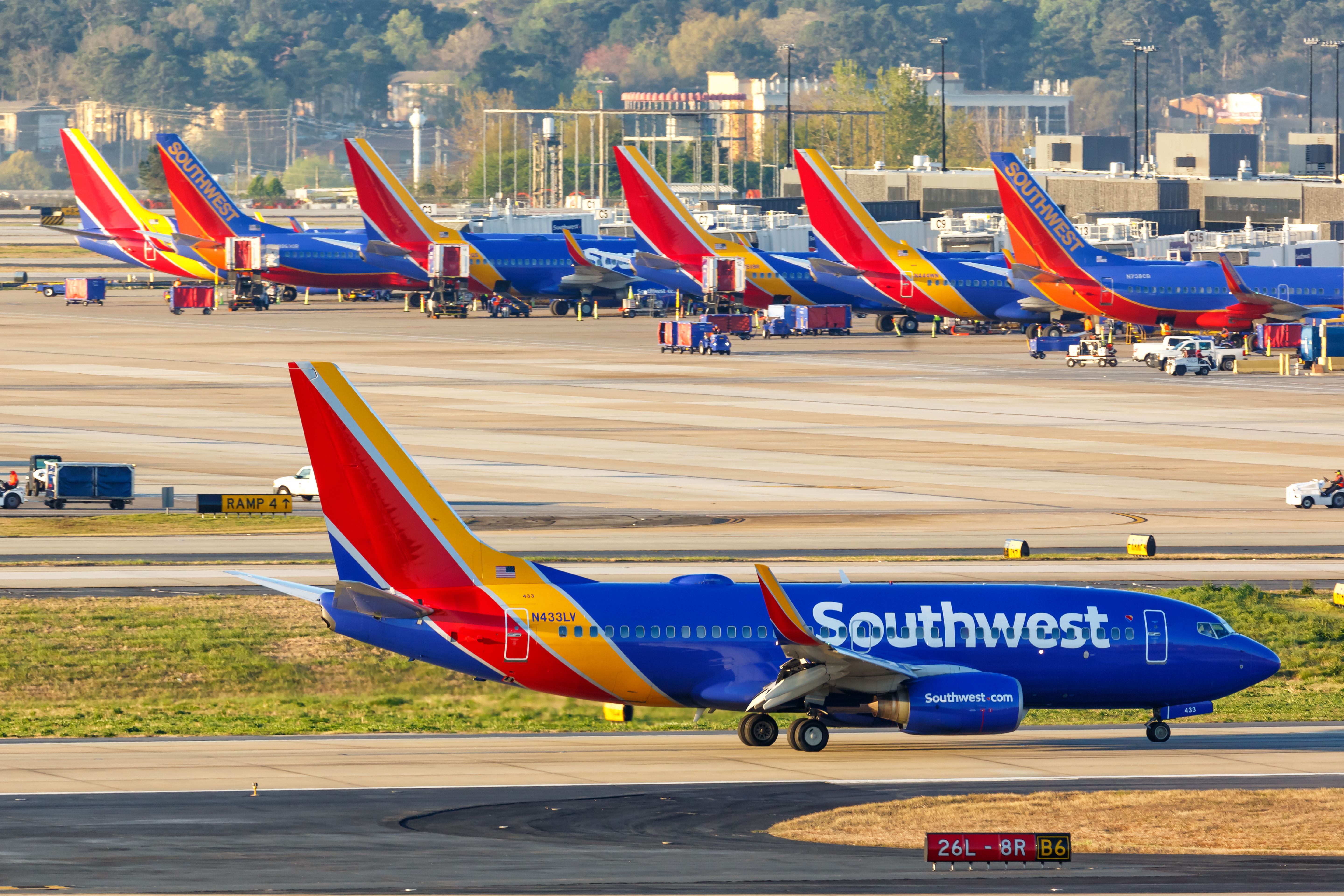 Southwest Airlines Boeing 737s in Atlanta shutterstock_1430520773