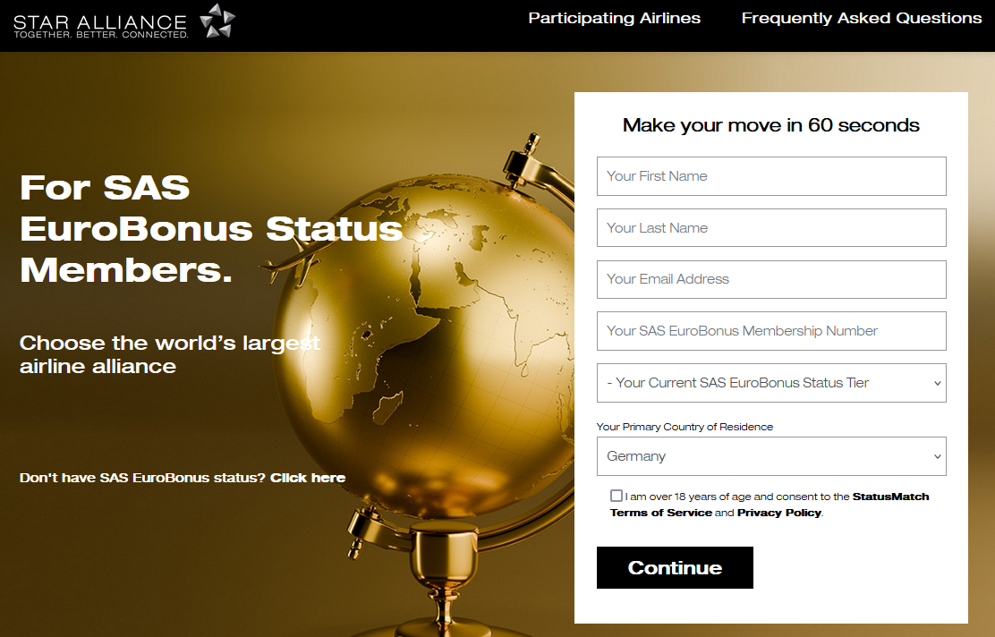 Star Alliance Status Match