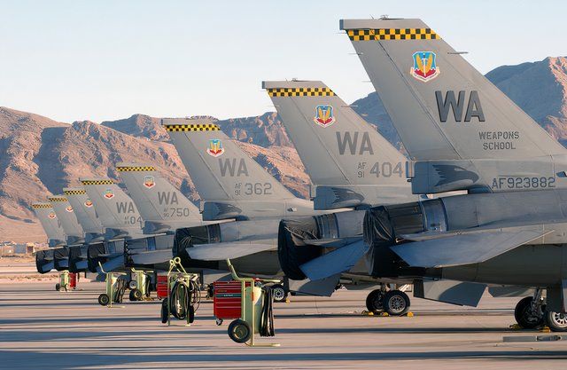 The tail sections of F-16 USAF, 57th wing 