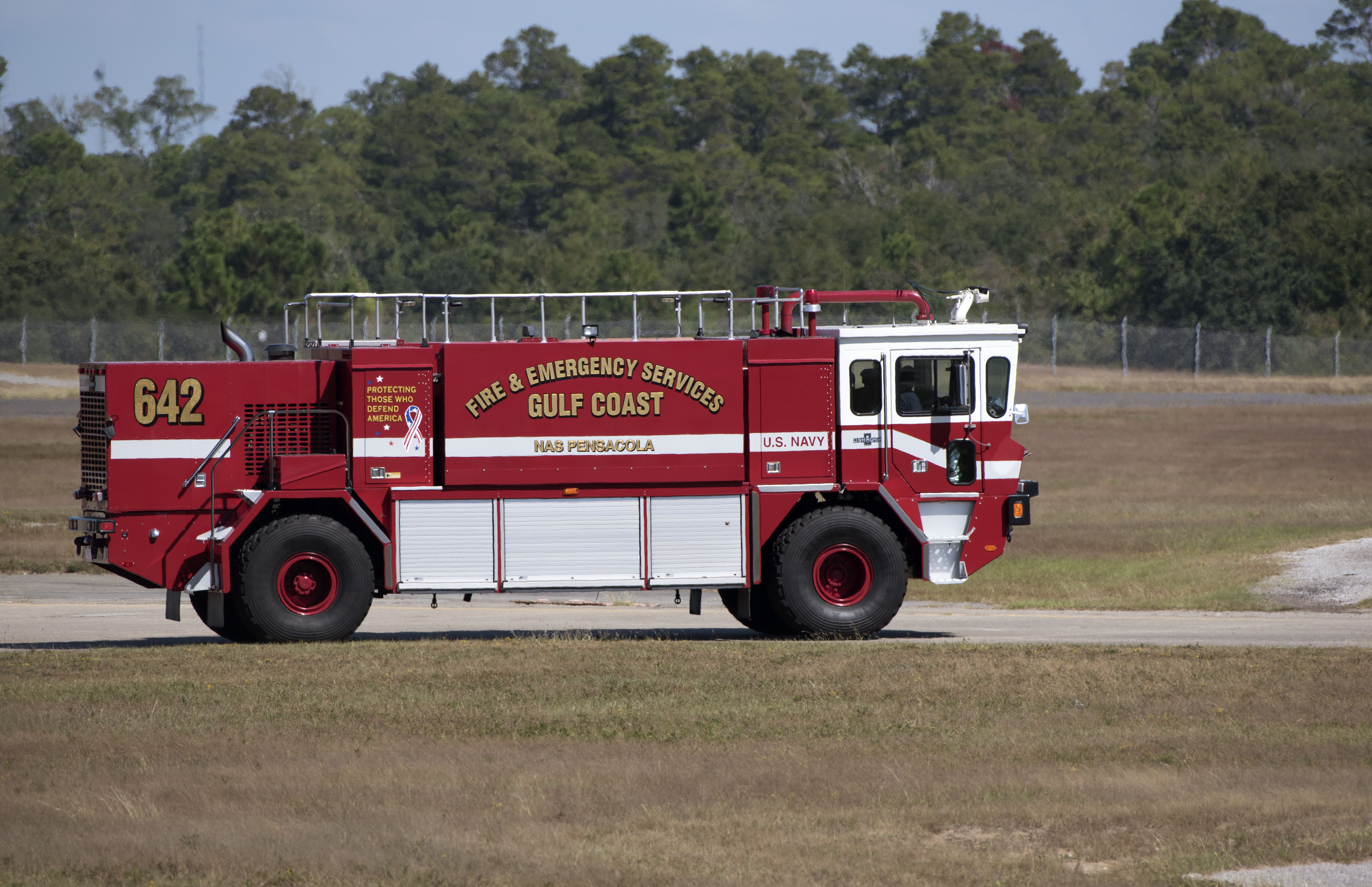 US navy fire truck at airport 