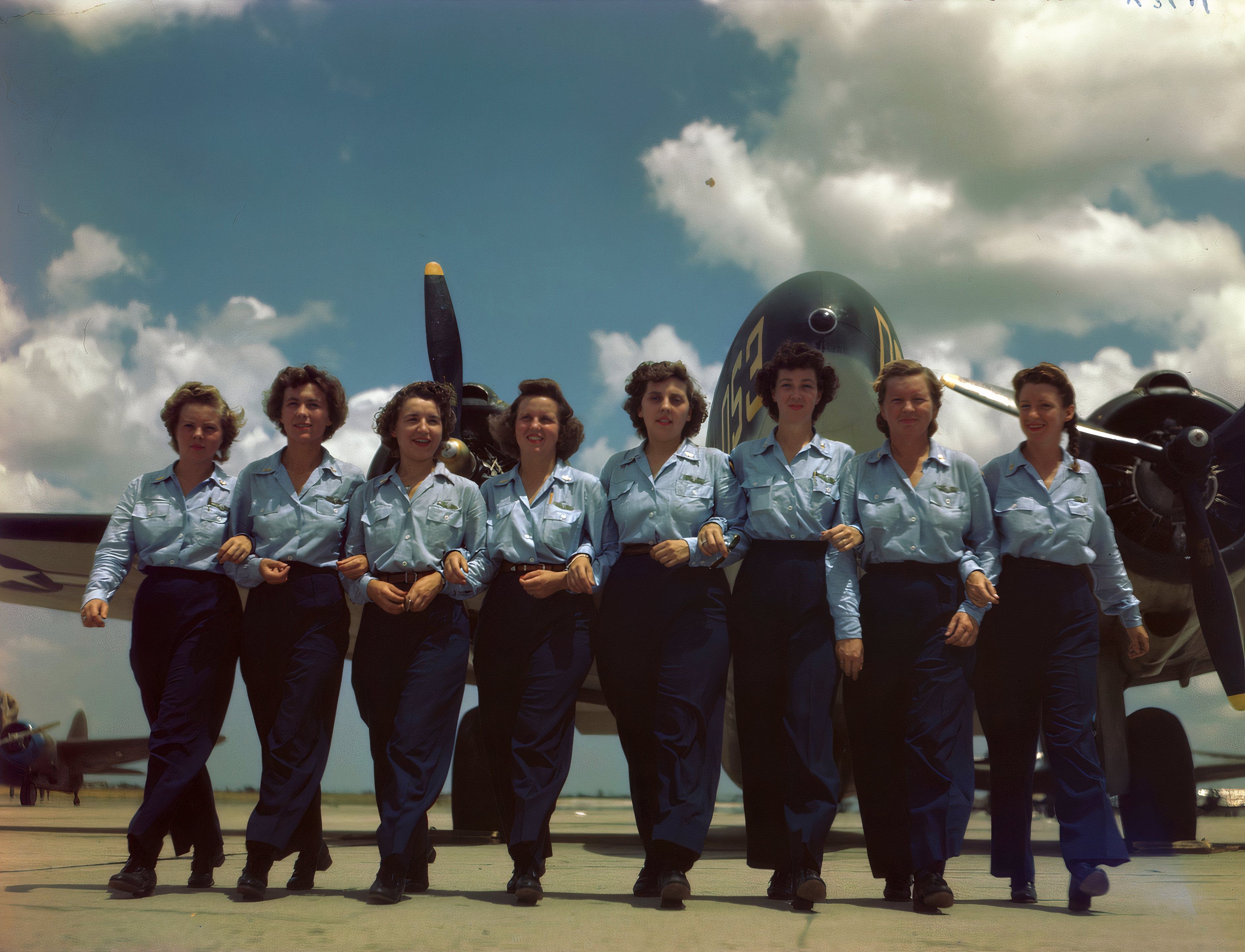 WASP trainee's at Advanced Single Engine Pilot School - Foster Field, Victoria, Texas.