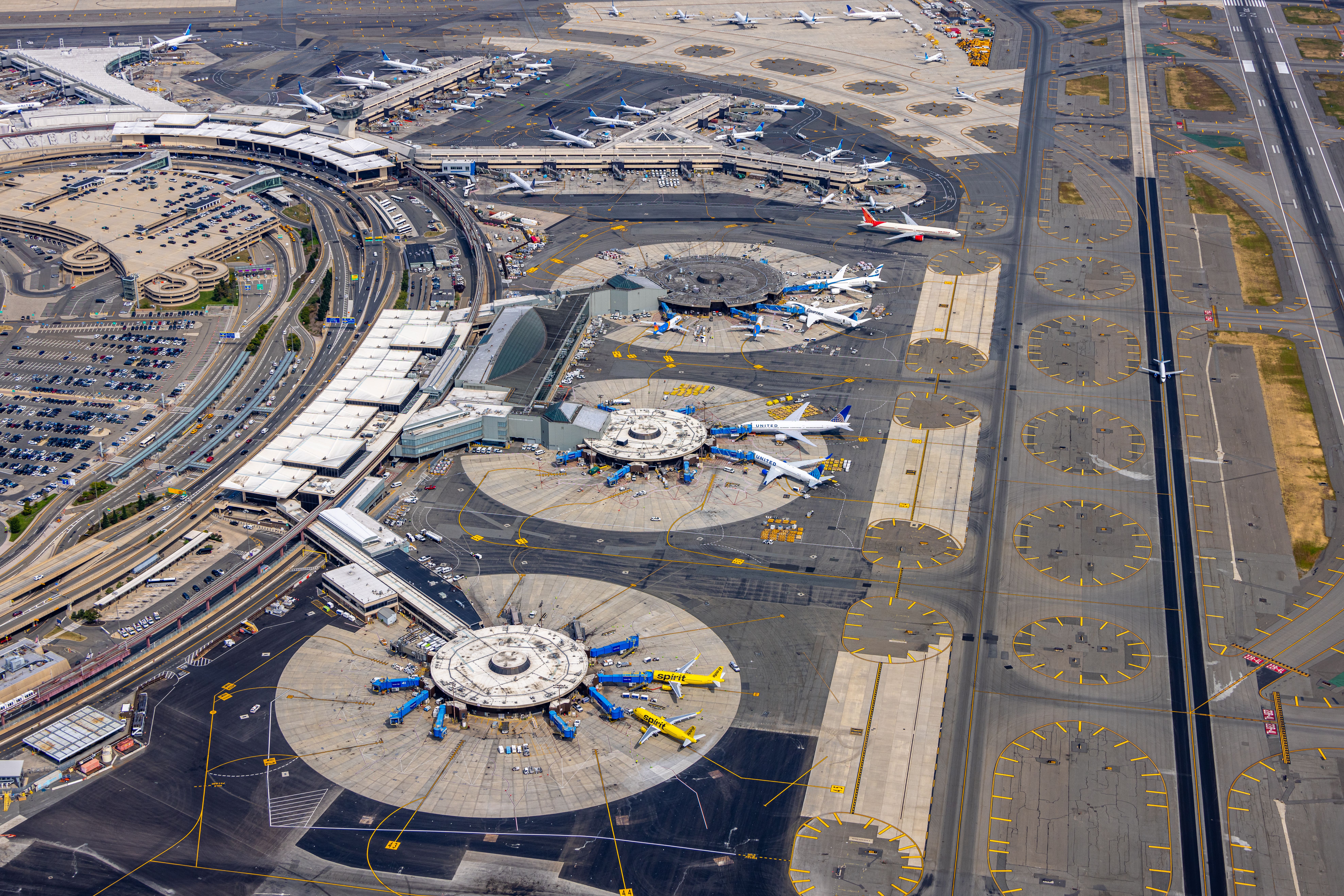 Aerial of EWR Terminal B and C aprons Credit: Port Authority of New York and New Jersey