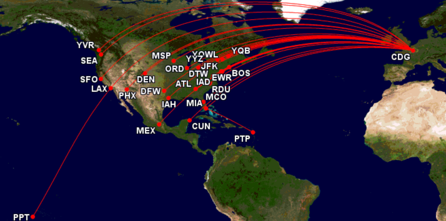 Air France network in North America