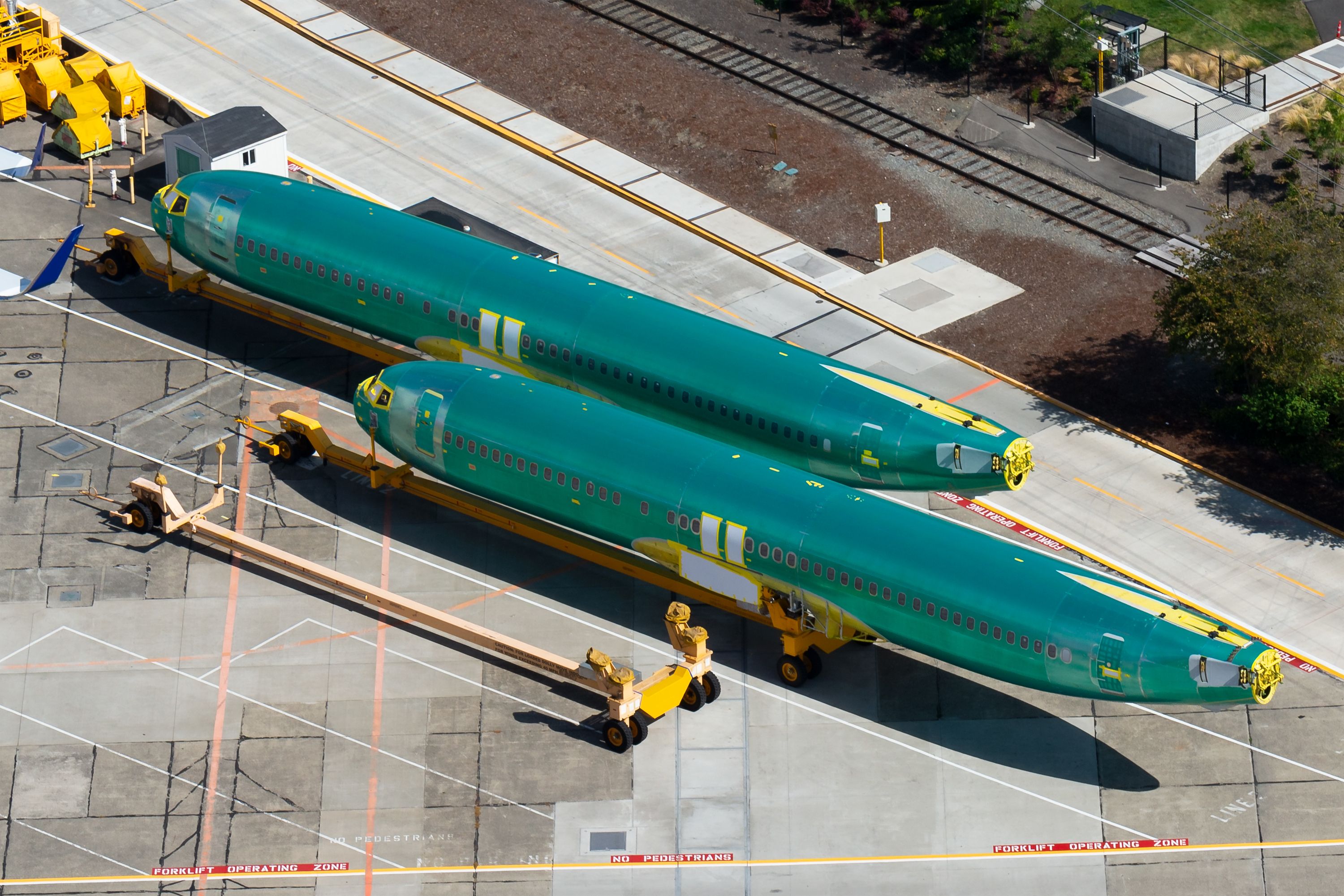 Boeing 737 fuselages in Renton, Washington shutterstock_1571785288