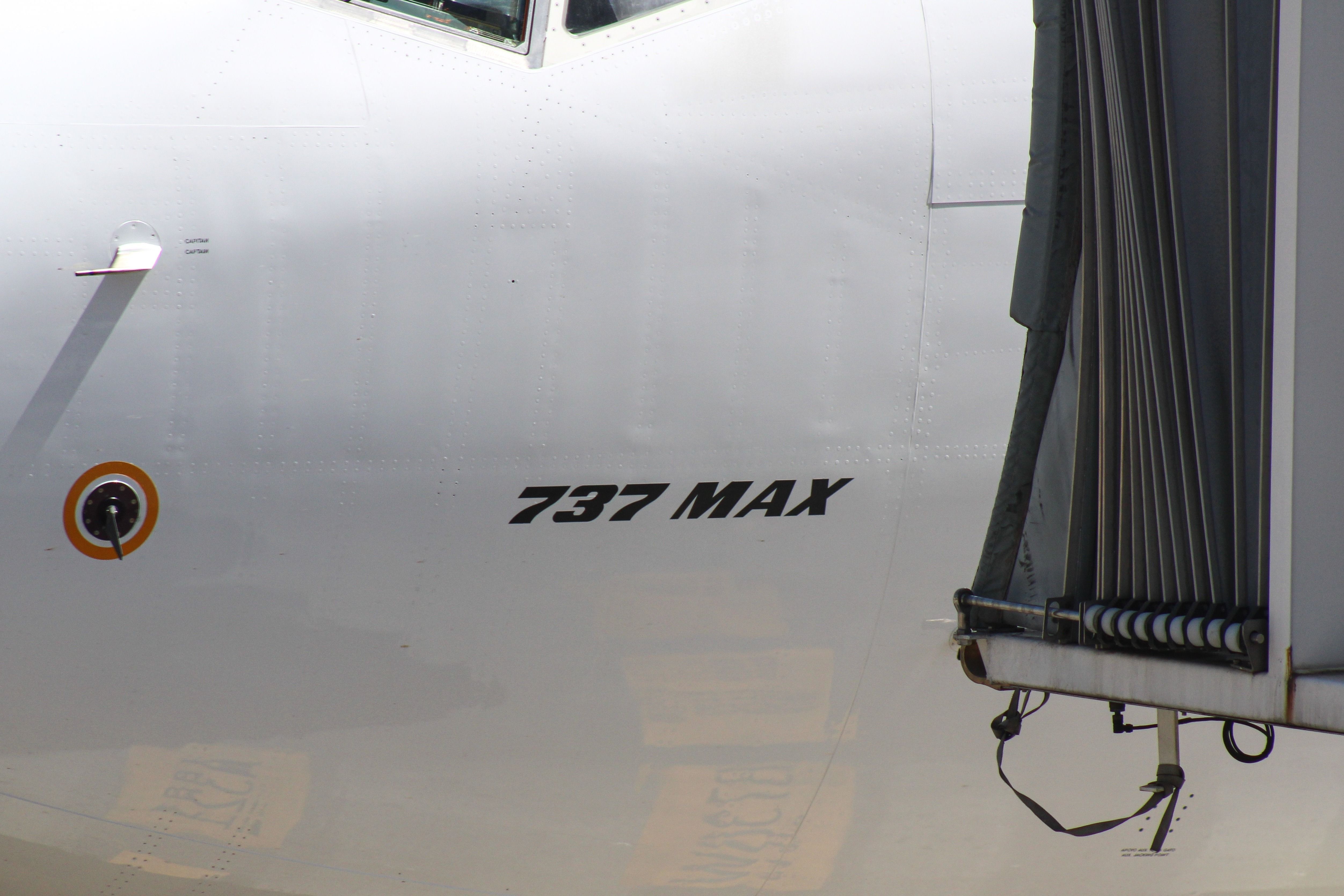 Close-up shot of a Boeing 737 MAX 8 shutterstock_2438471933