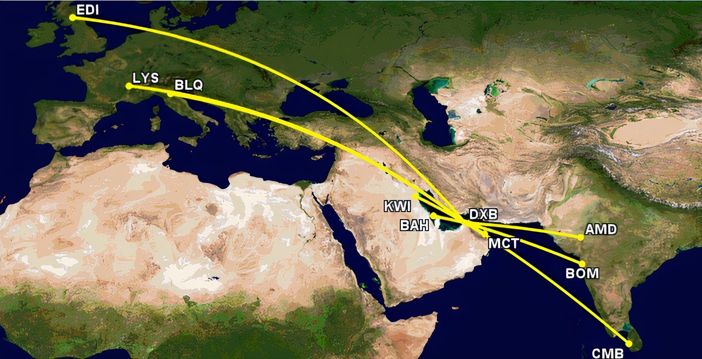 EK initial A350 route map