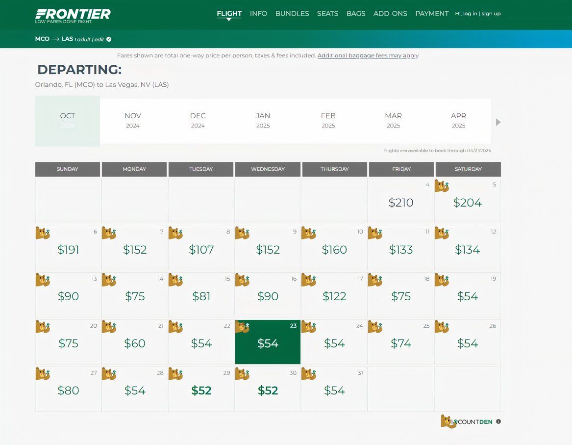 Frontier Airlines search