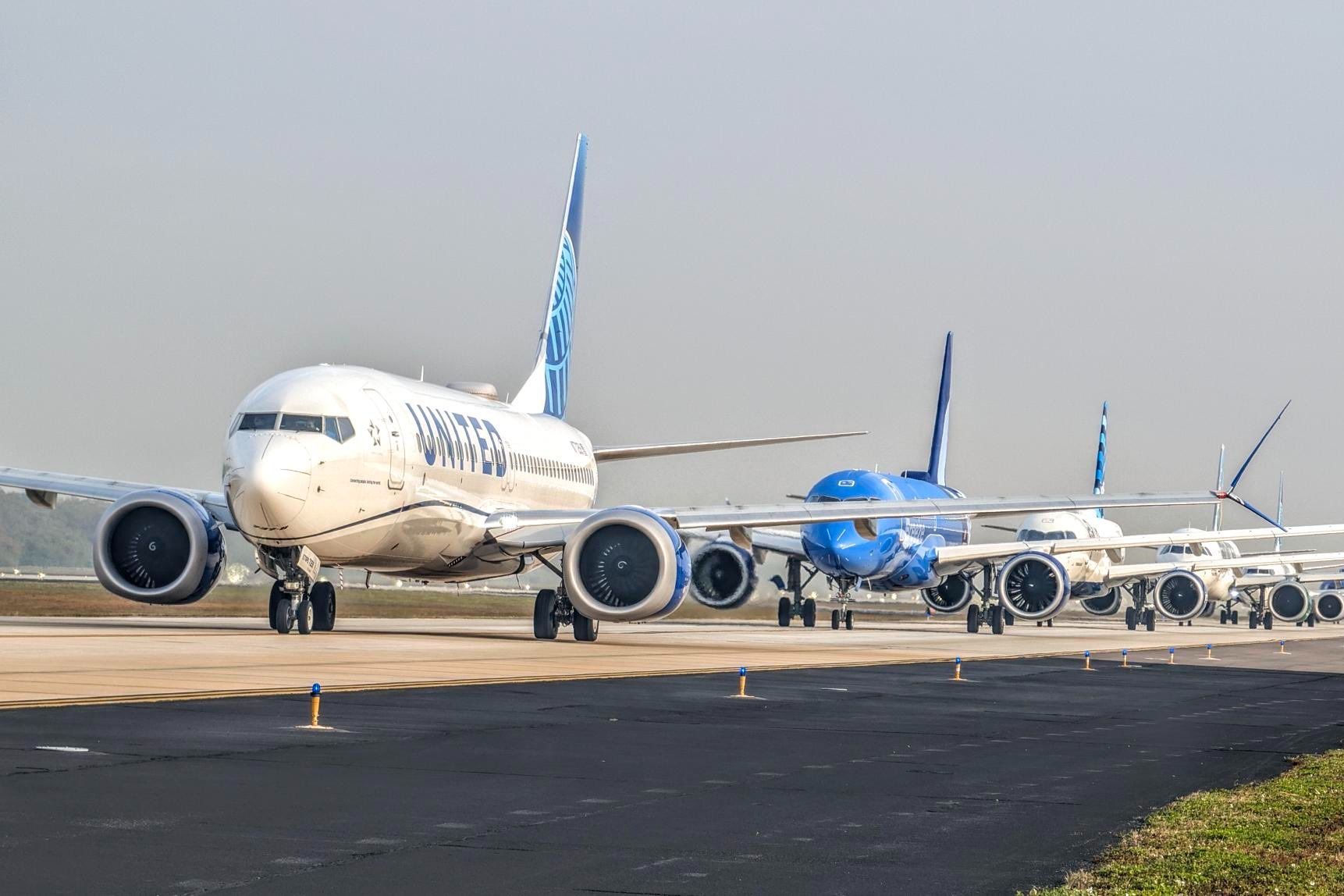 Aircraft lined up at Tampa International Airport.