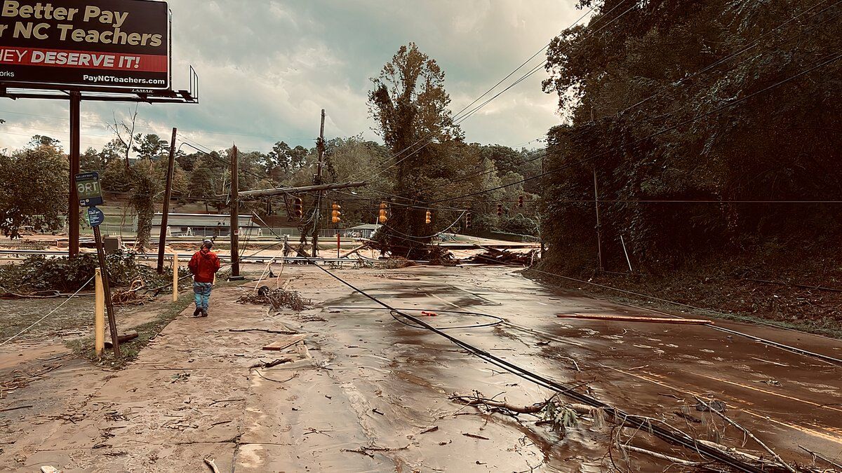 Destroyed city street.