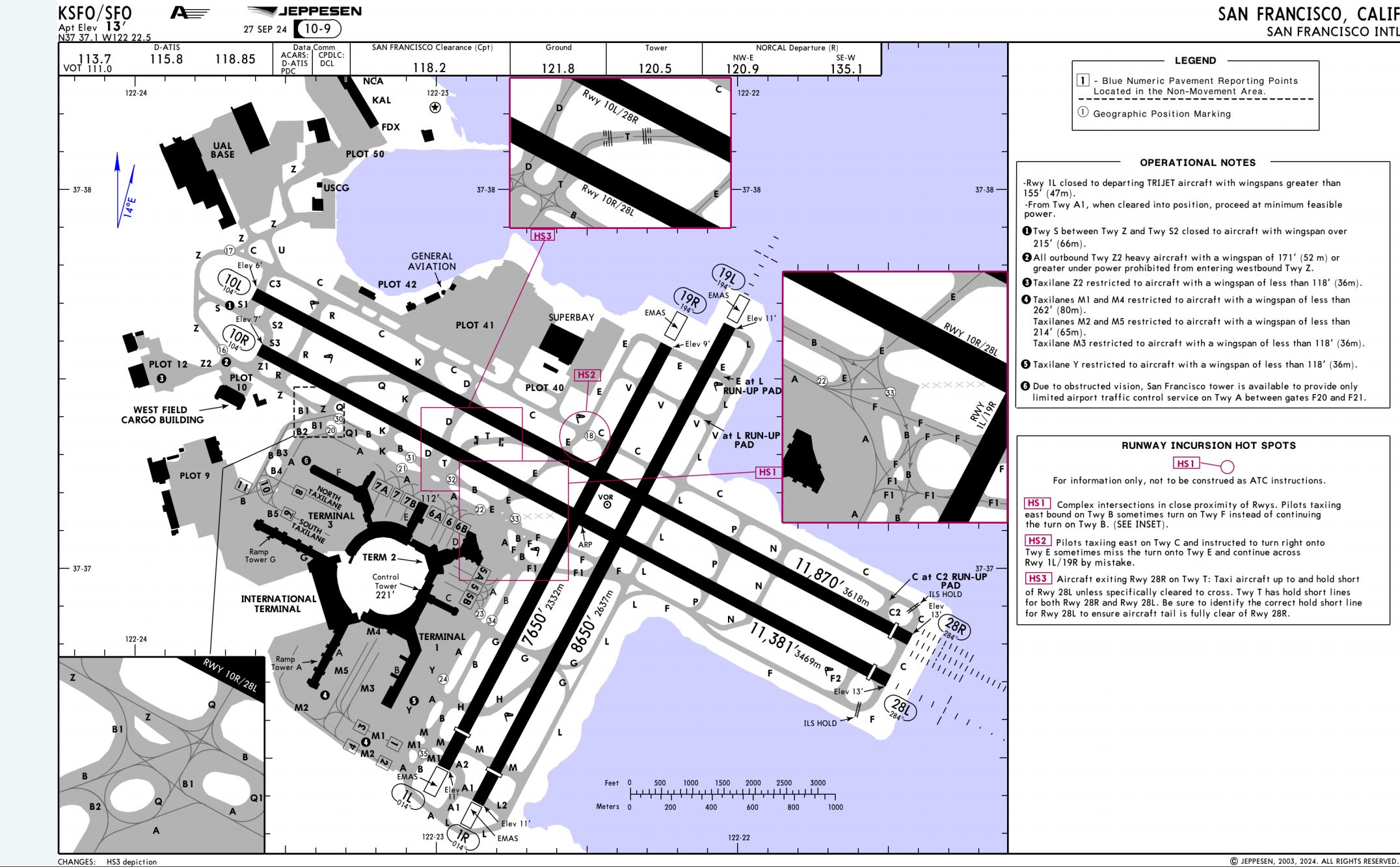 The SFO airport diagram. 