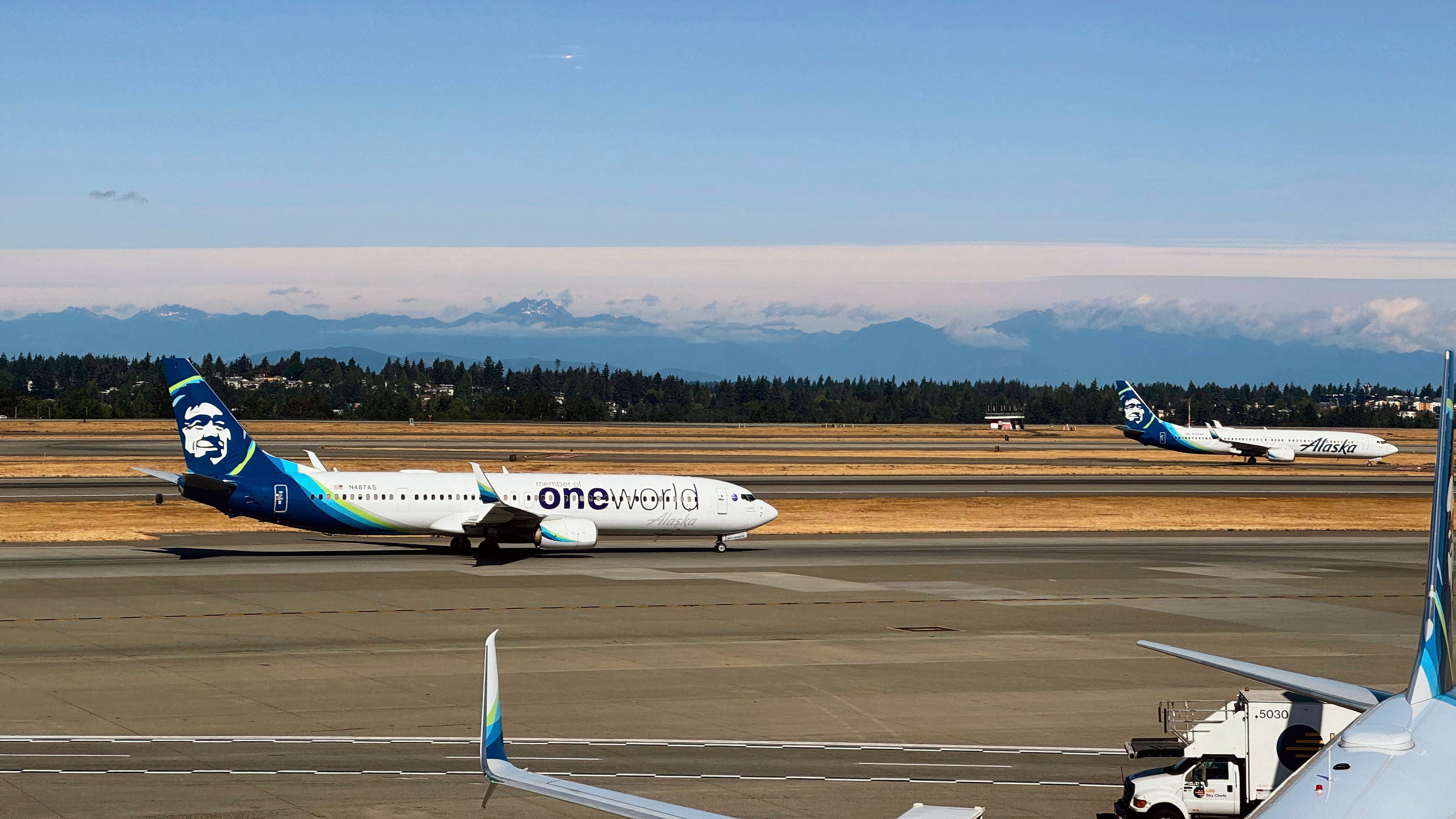 Three Alaska Airlines Planes at Seattle-Tacoma International Airport SEA TAC