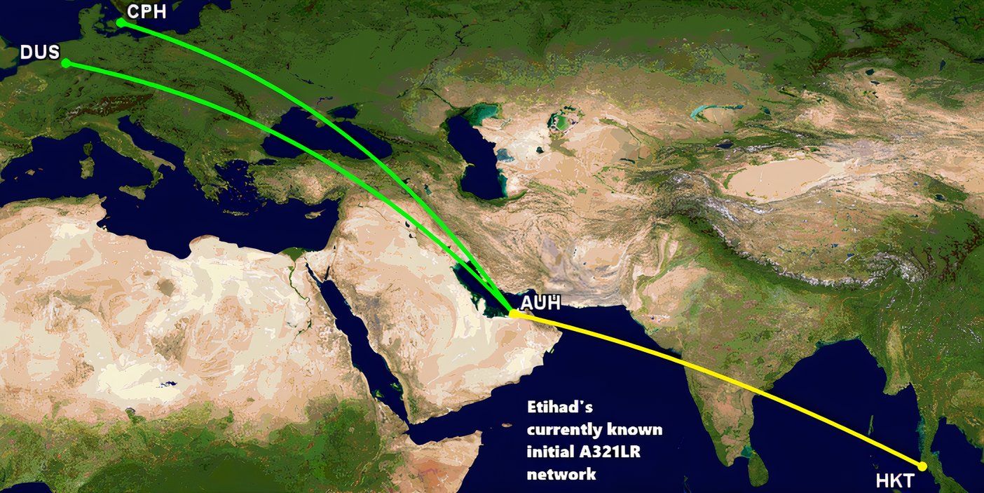 Initial EY A321LR network 