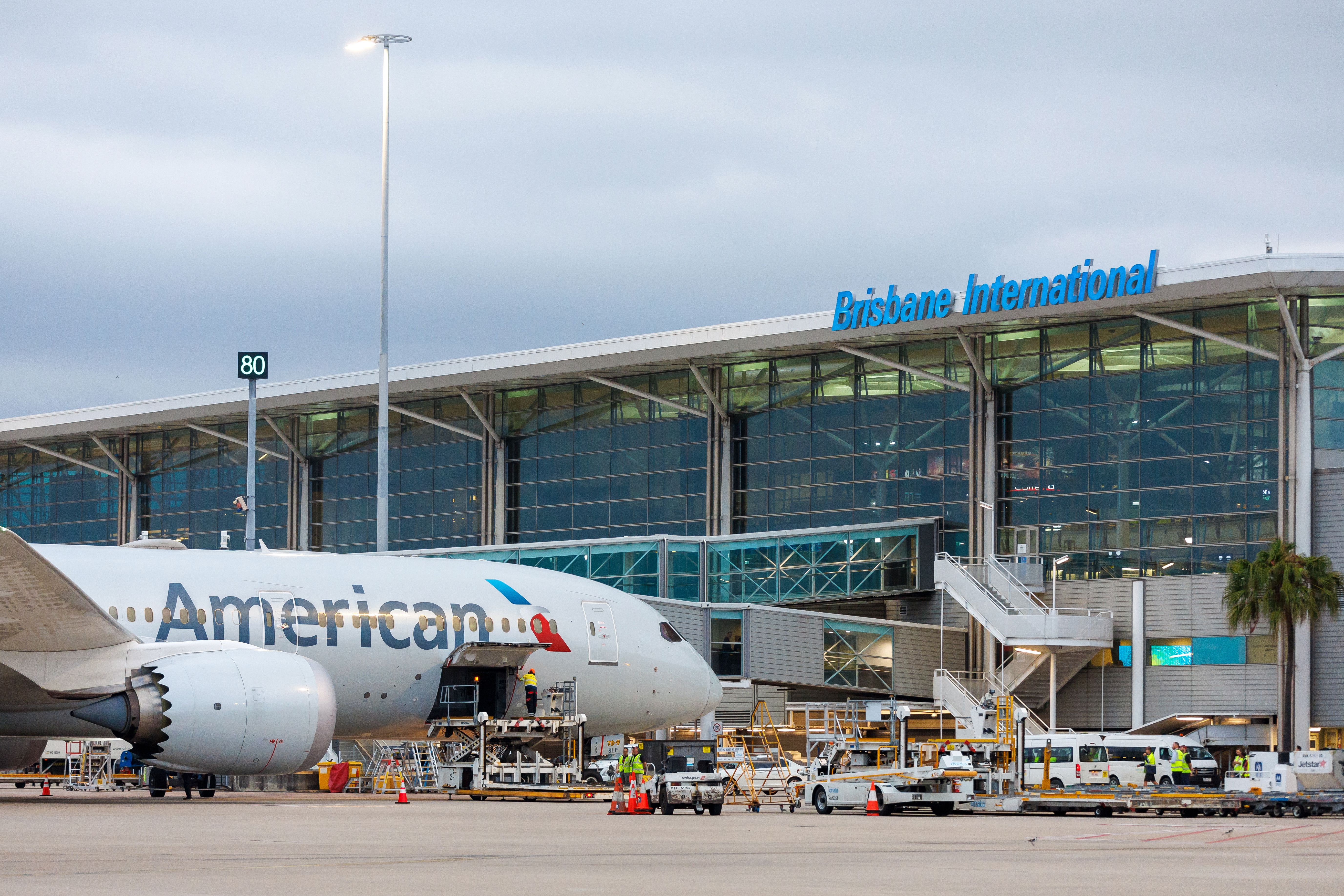 Brisbane Airport American Airlines first Dallas nonstop