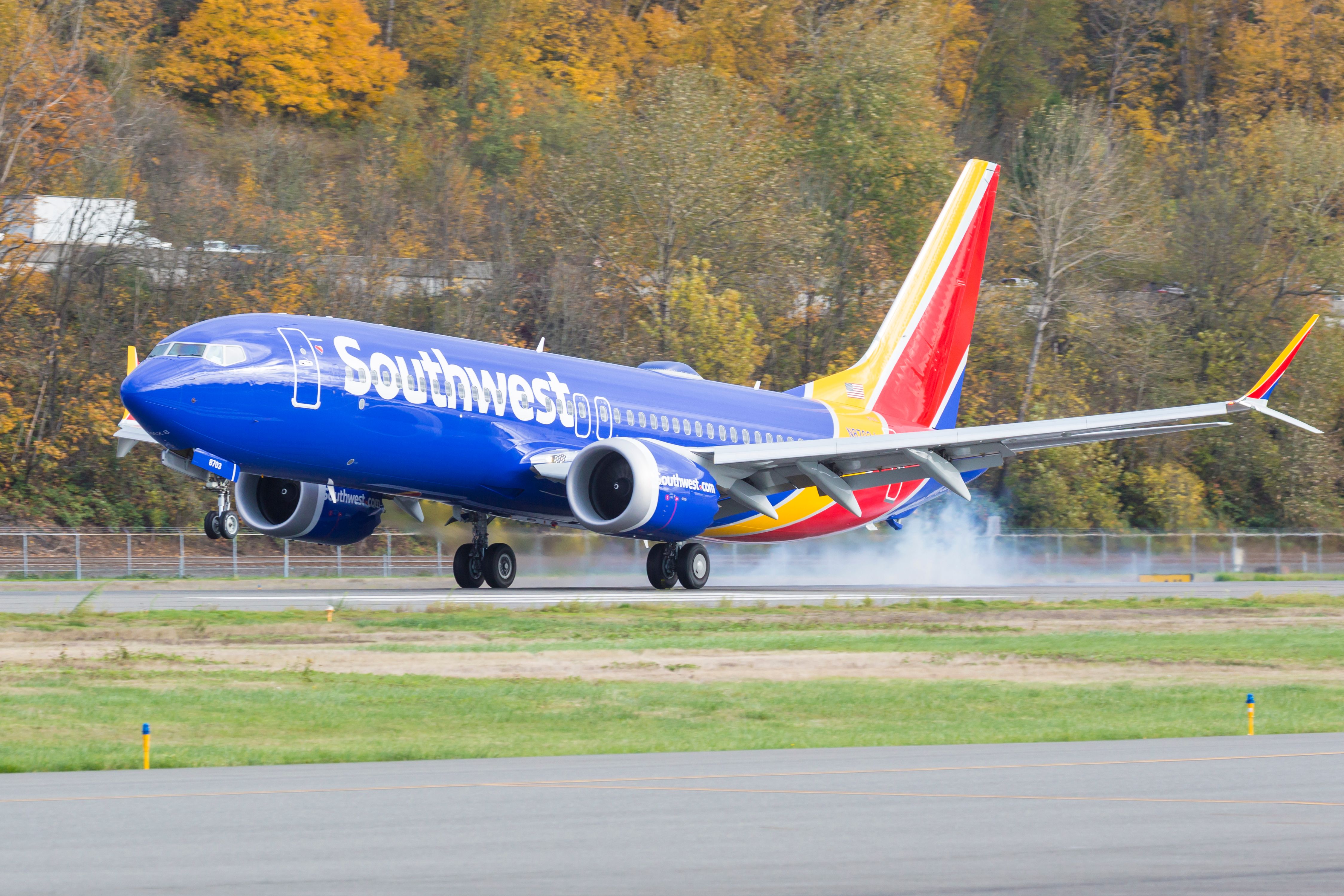 Southwest Airlines Boeing 737 MAX 8 lands.