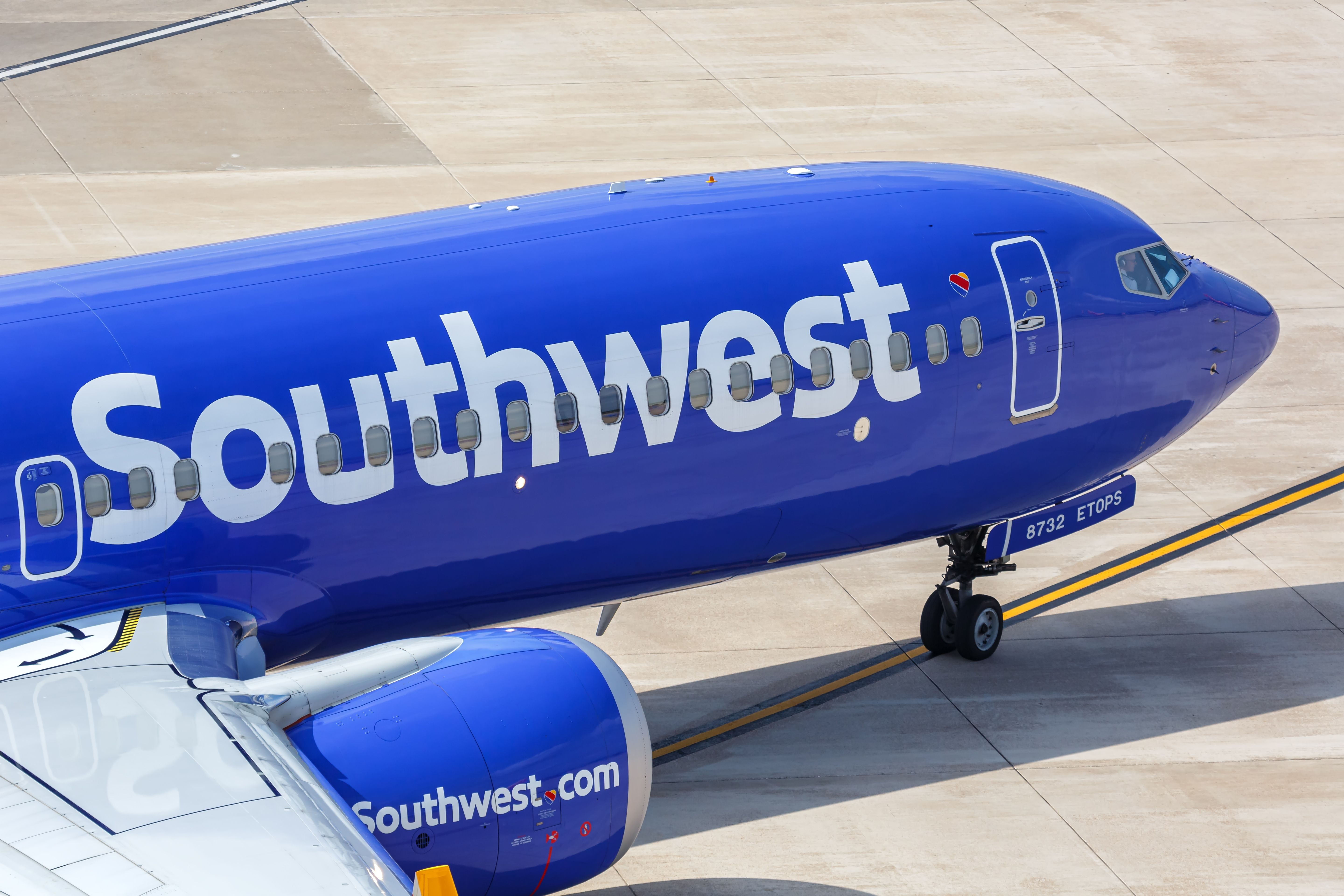 Southwest Airlines Boeing 737 MAX 8 taxiing at DAL shutterstock_2428818333