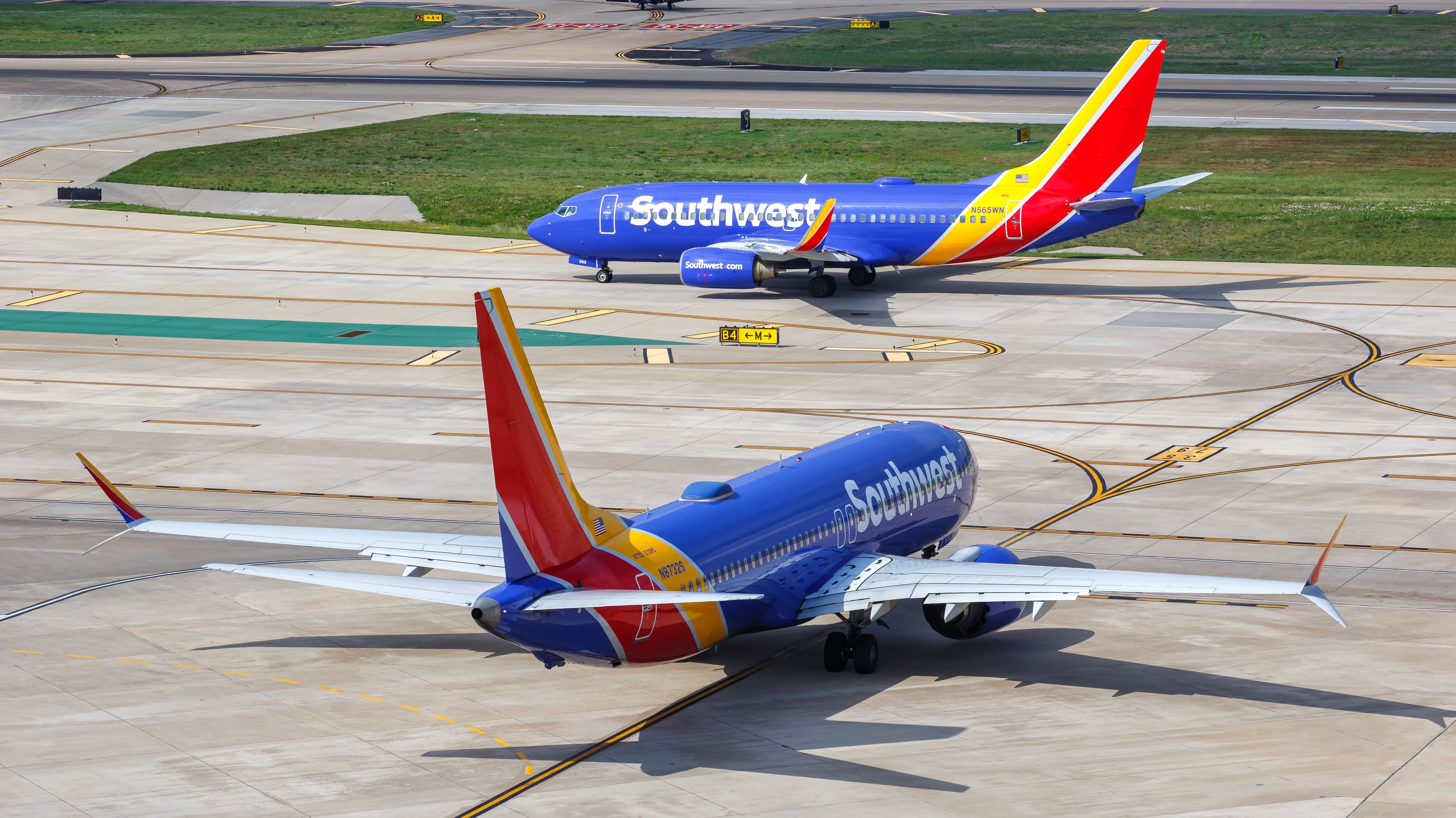 Southwest Airlines Boeing 737 NG and 737 MAX at DAL shutterstock_2428818329