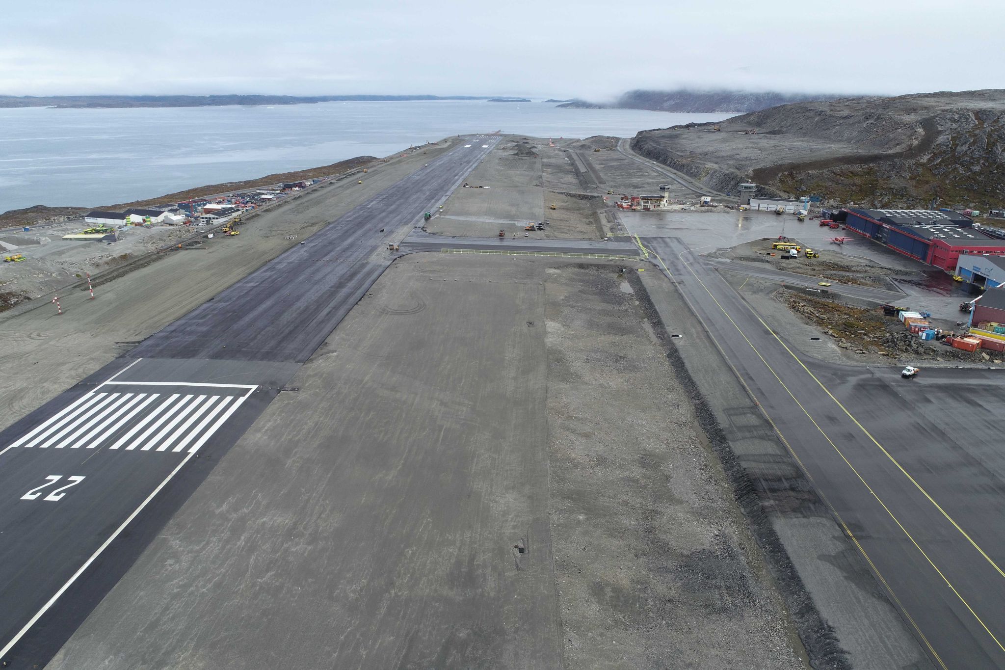 The 2,200 meter runway at Nuuk Airport in Greenland