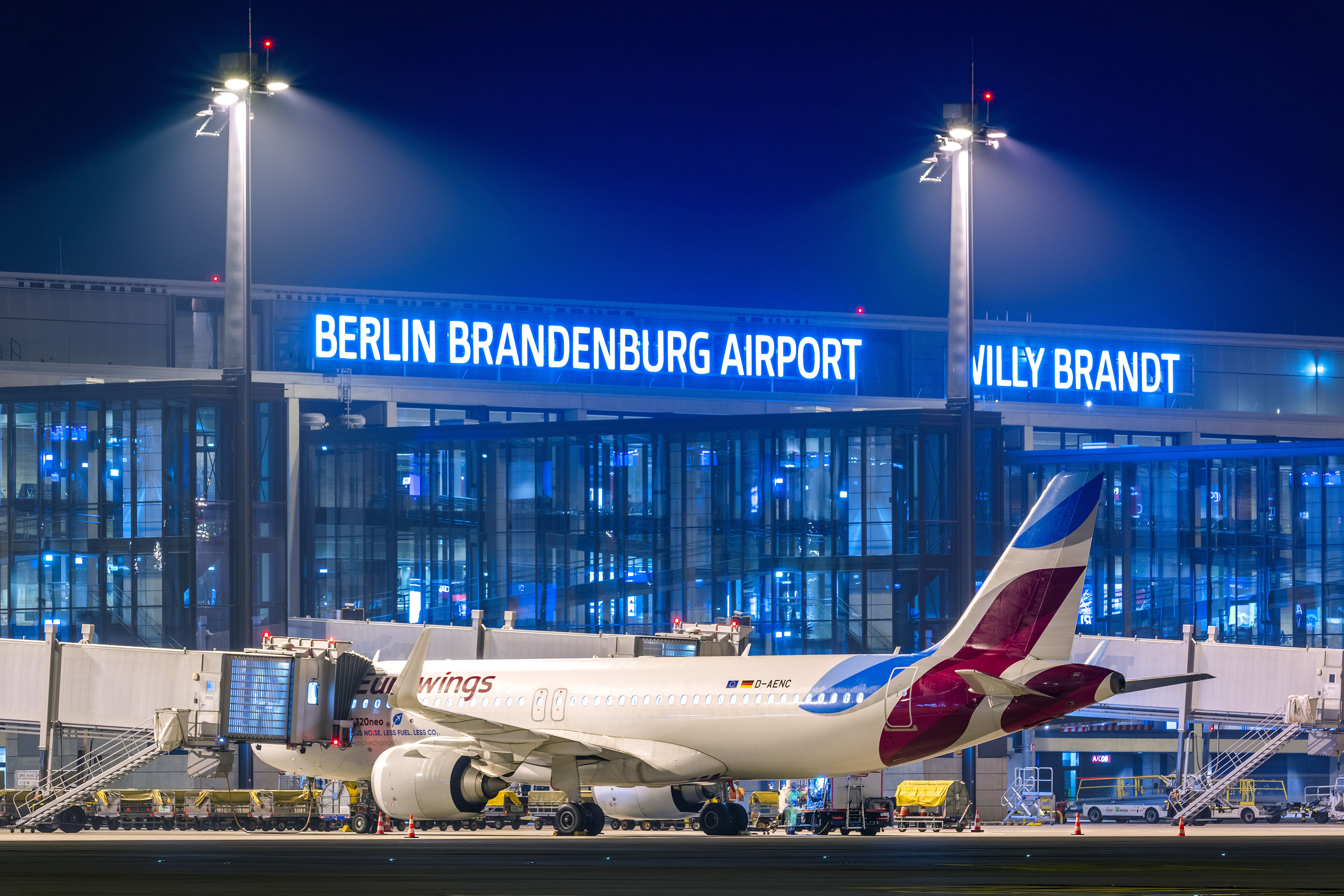 Eurowings Airbus A320neo Parked In Berlin At Night