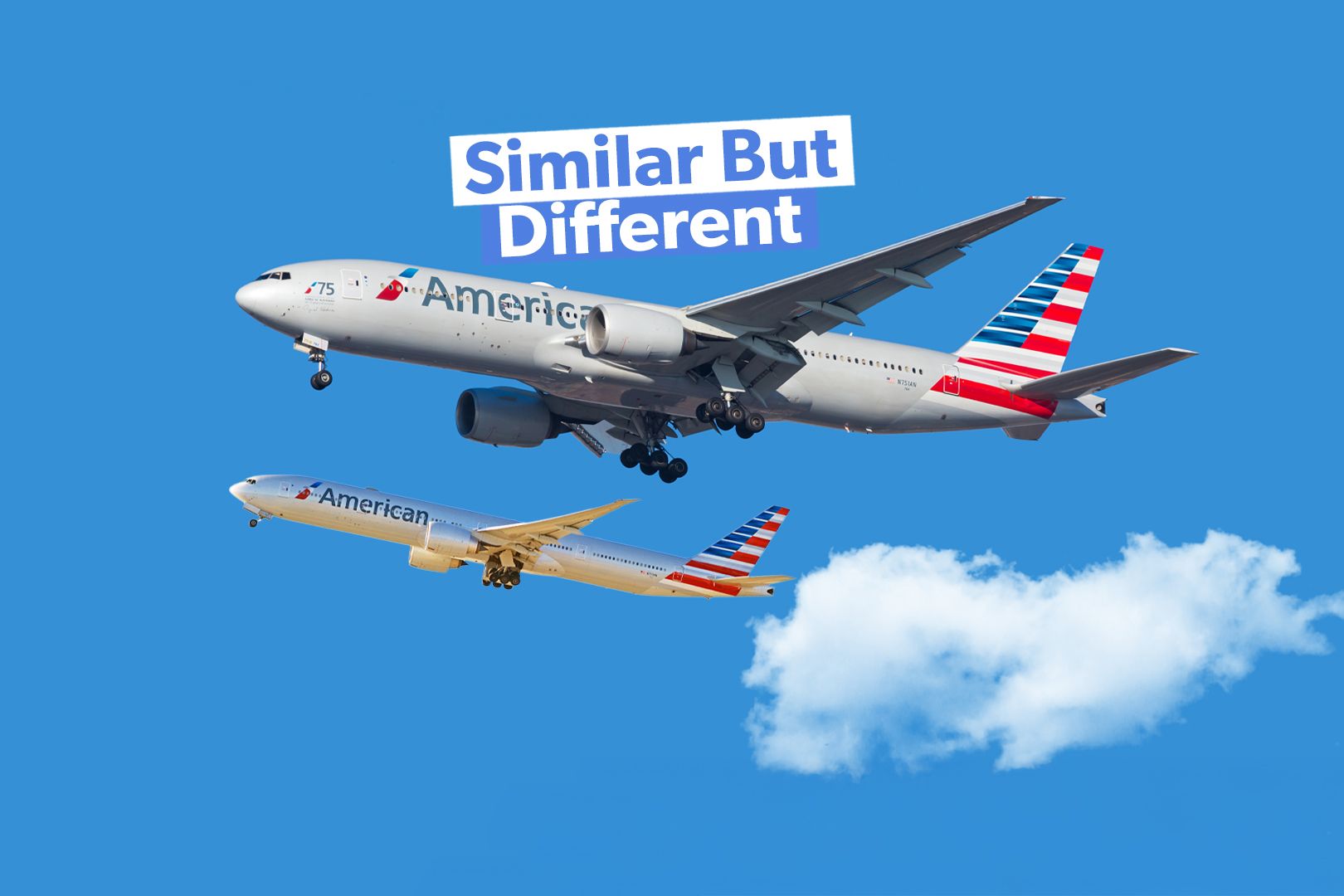 分析美國航空波音 777-300ER 和 777-200ER 3x2 之間的主要差異