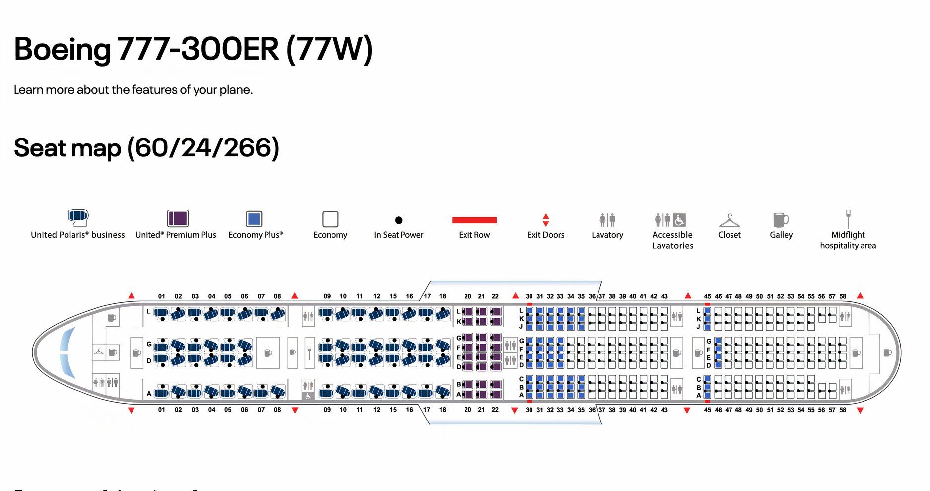 Boeing 777-300ER seat map for United Airlines