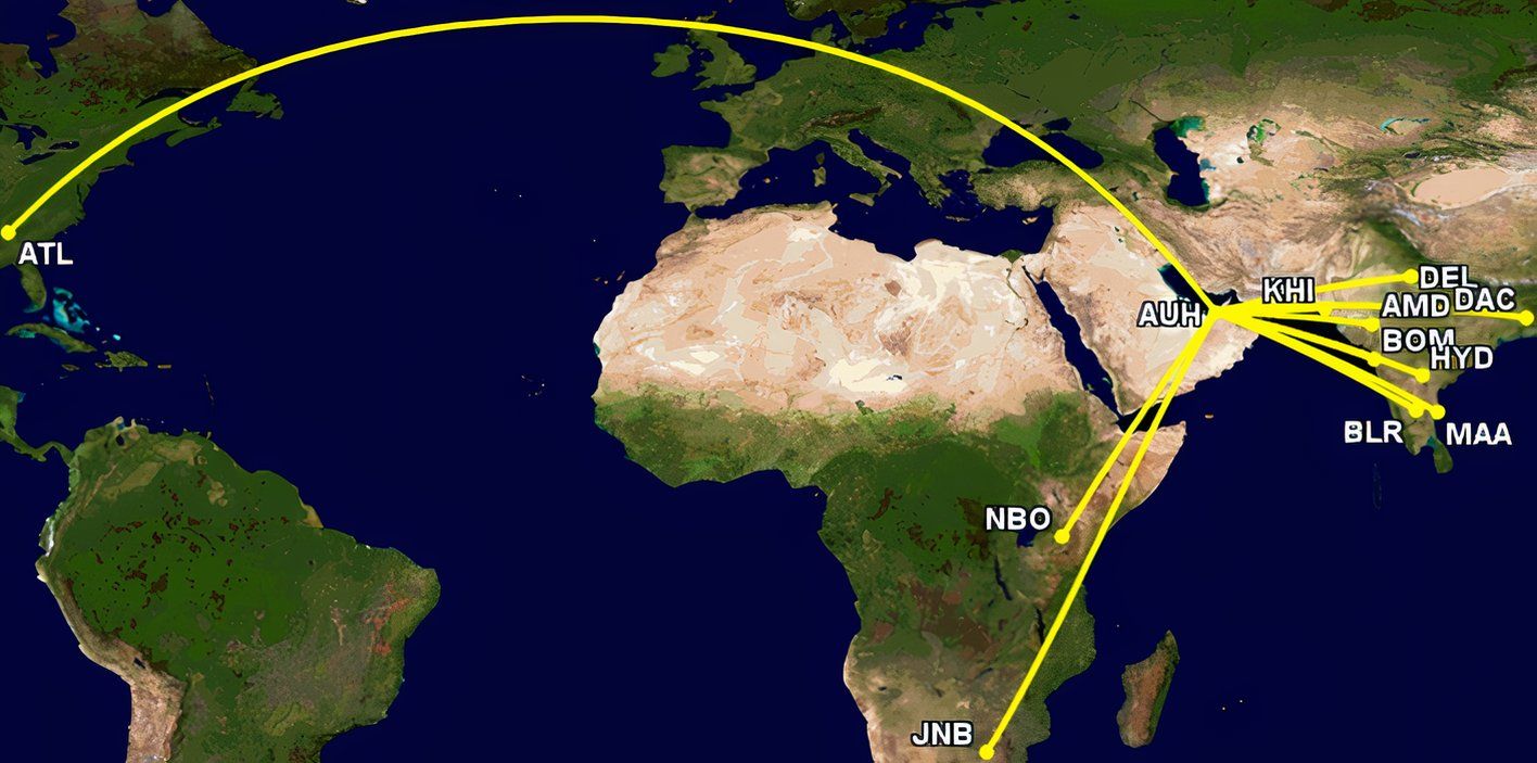 Etihad's markets from ATL