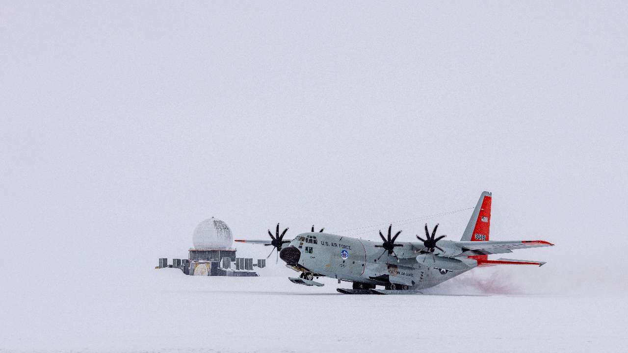 109th Airlift Wing LC-130 conducts ski landings and takeoffs at Camp Raven in Greenland May 12th 2024.