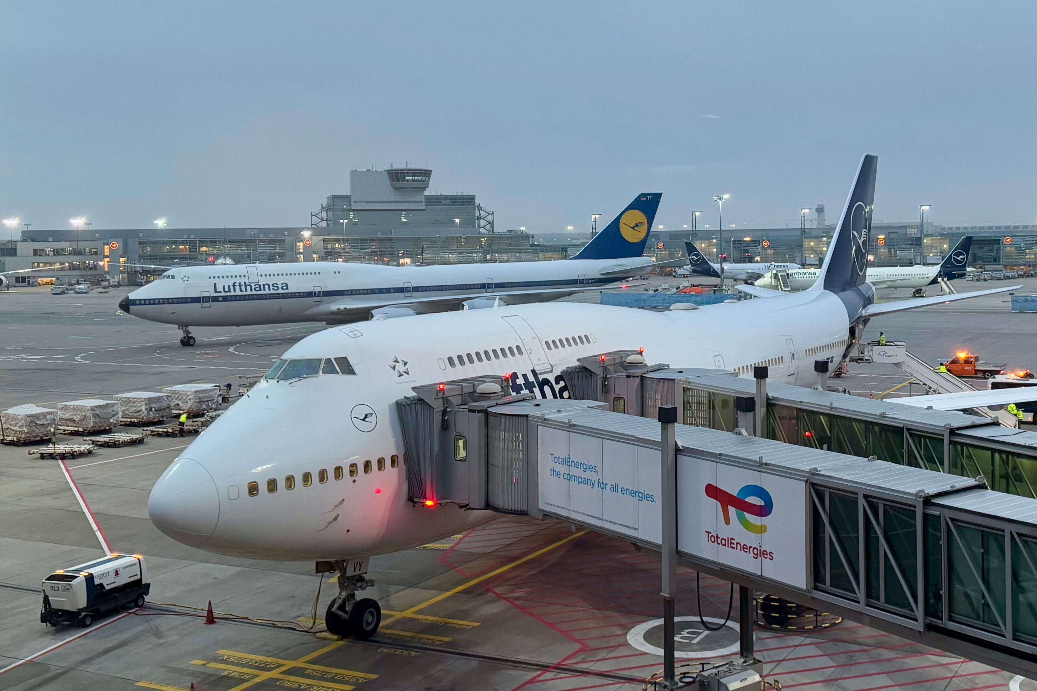 Two Lufthansa Boeing 747 planes