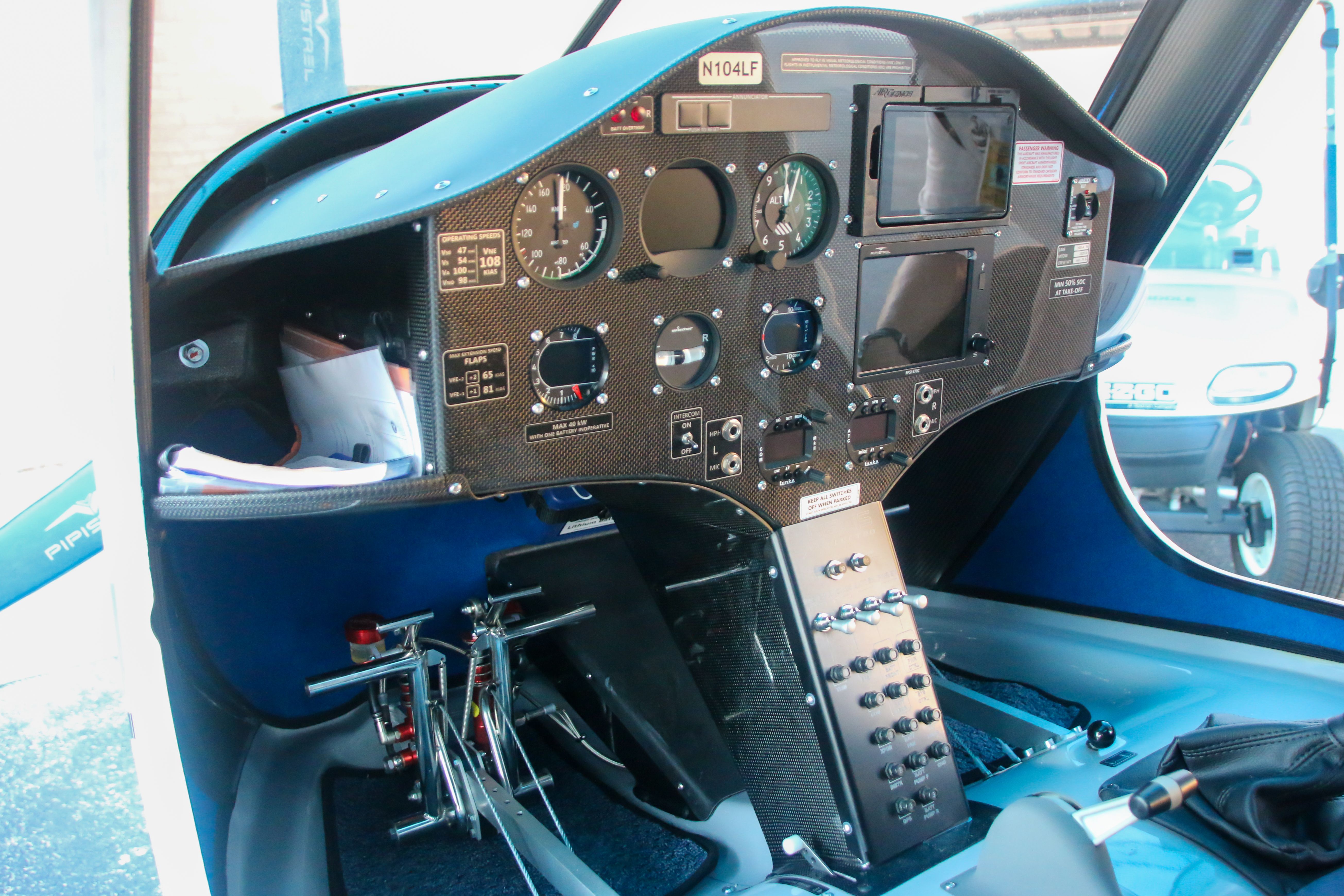 The avionics panel in the Pipistrel Velis Electro