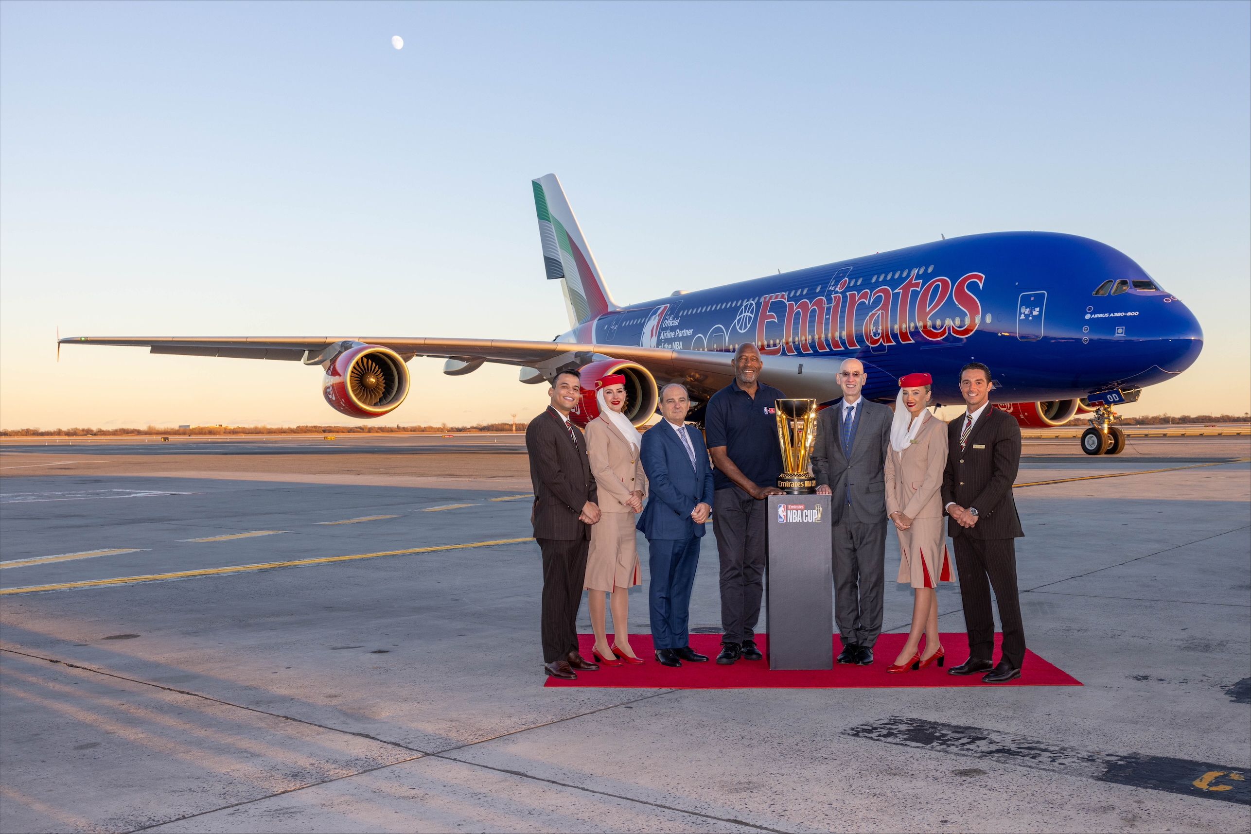 NBA Legend James Worthy Flies With NBA Cup On Themed Emirates Flight From Dubai To New York JFK