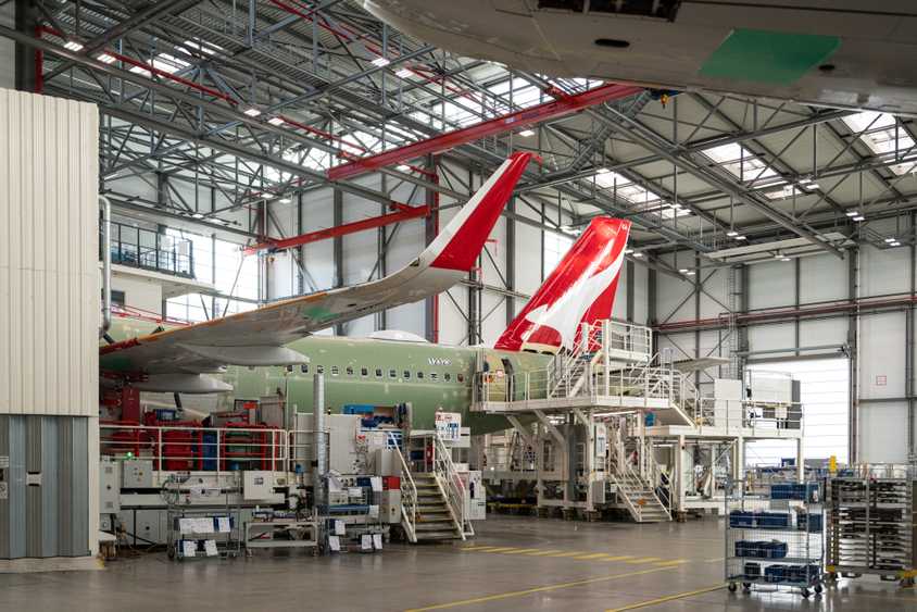 Qantas Airbus A321XLR on final assembly line