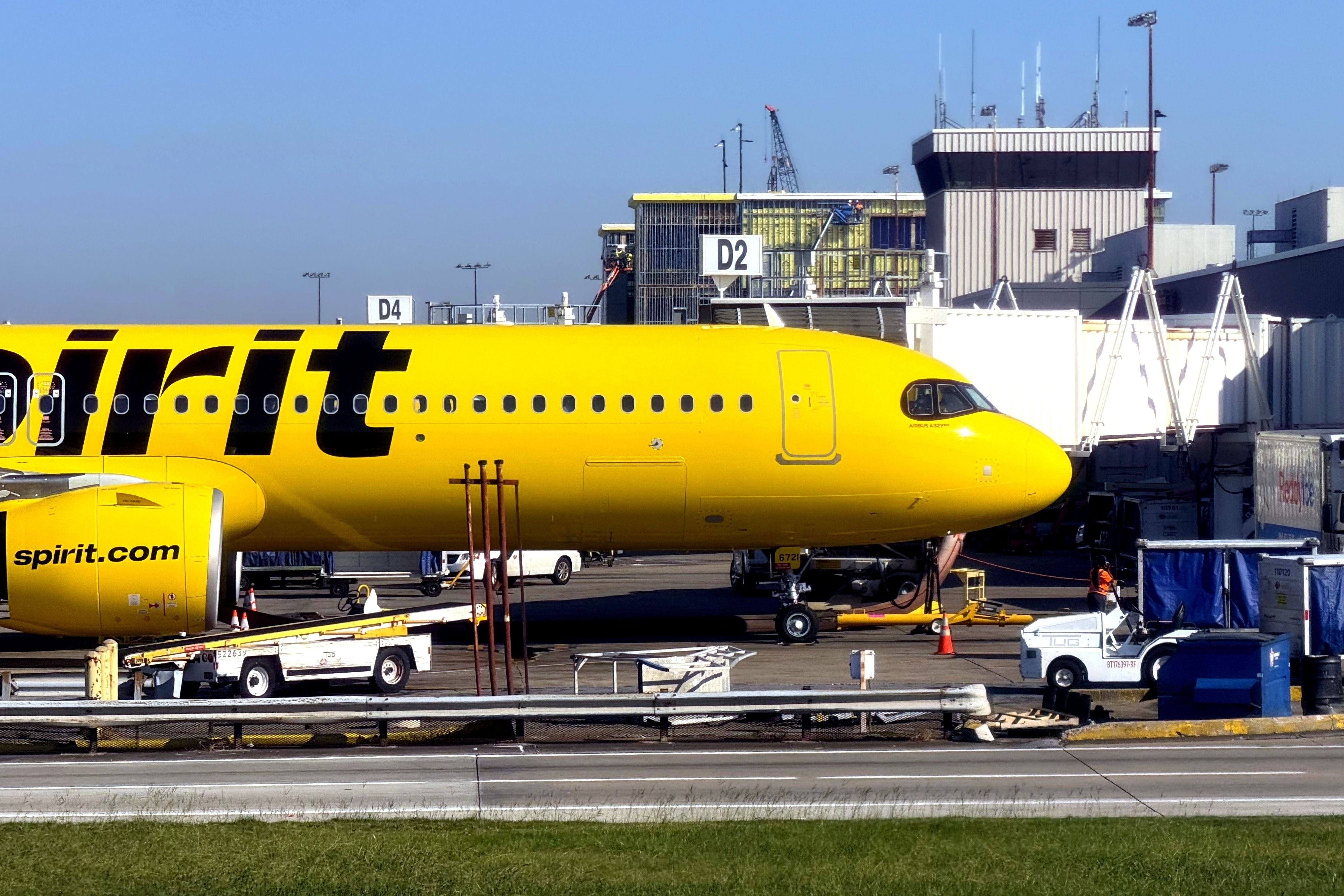 Spirit Airlines Airbus A320neo at the gate shutterstock_2528868591