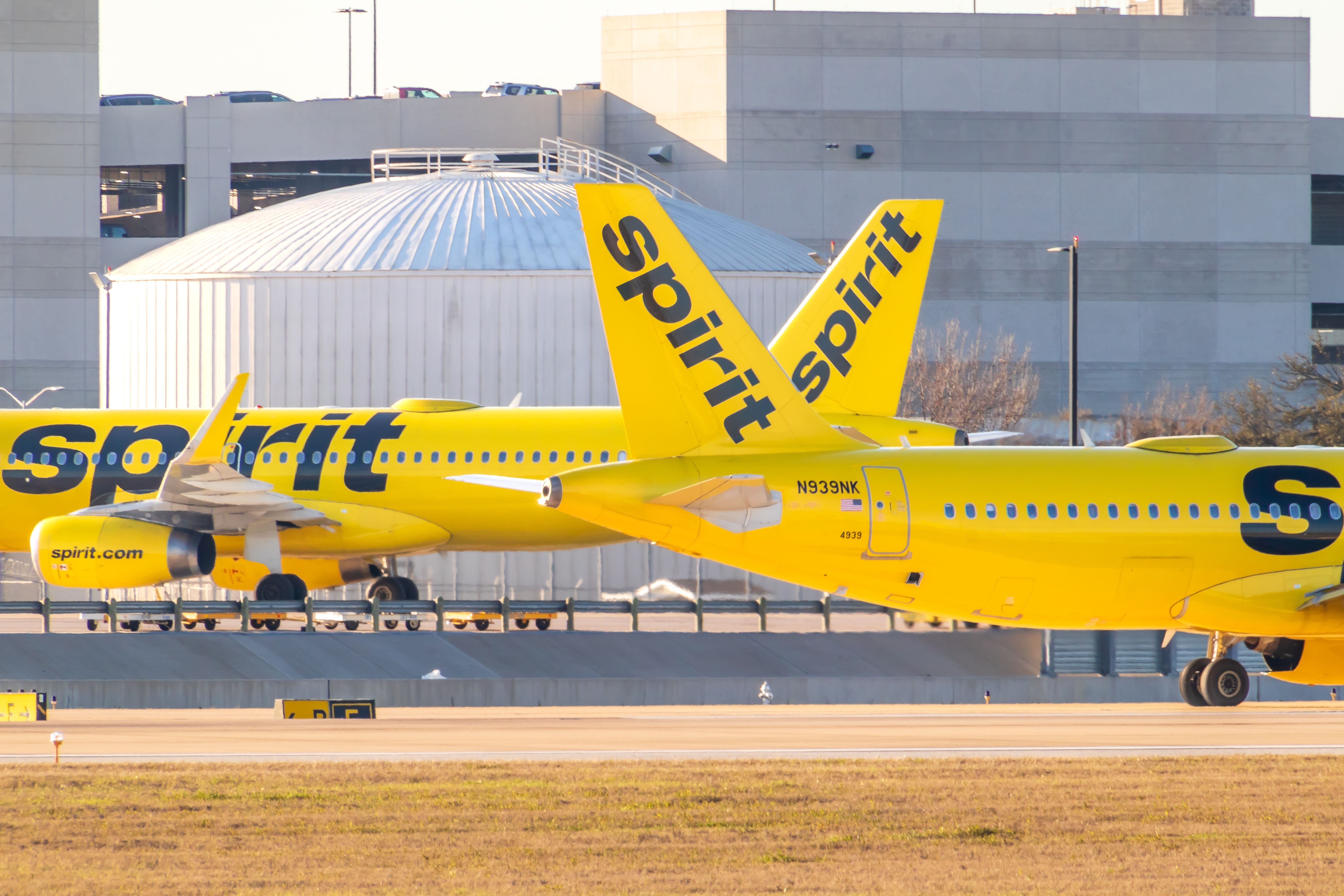 Spirit Airlines aircraft at AUS shutterstock_2340325703