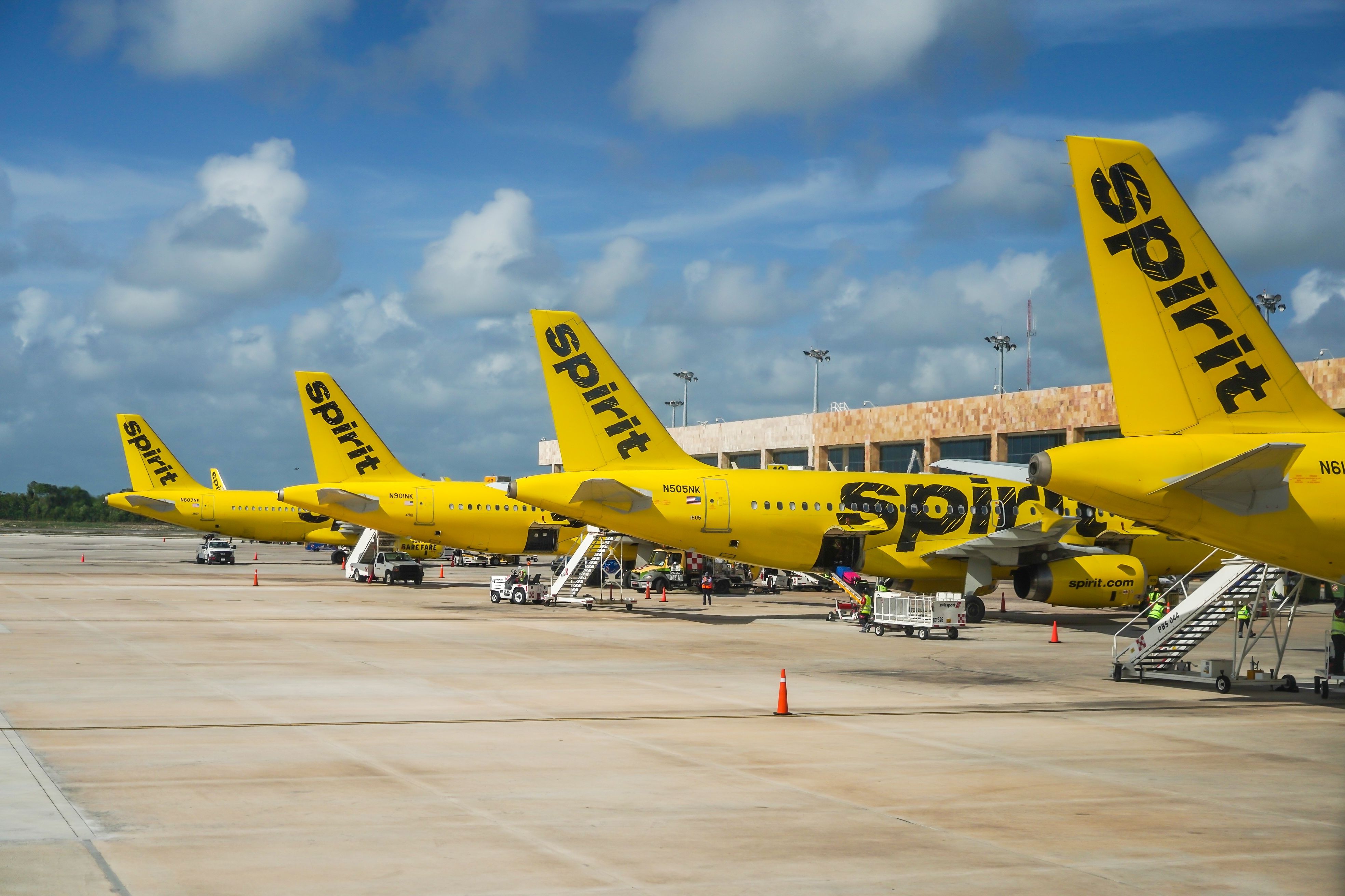 Spirit Airlines aircraft at CUN shutterstock_2271371221