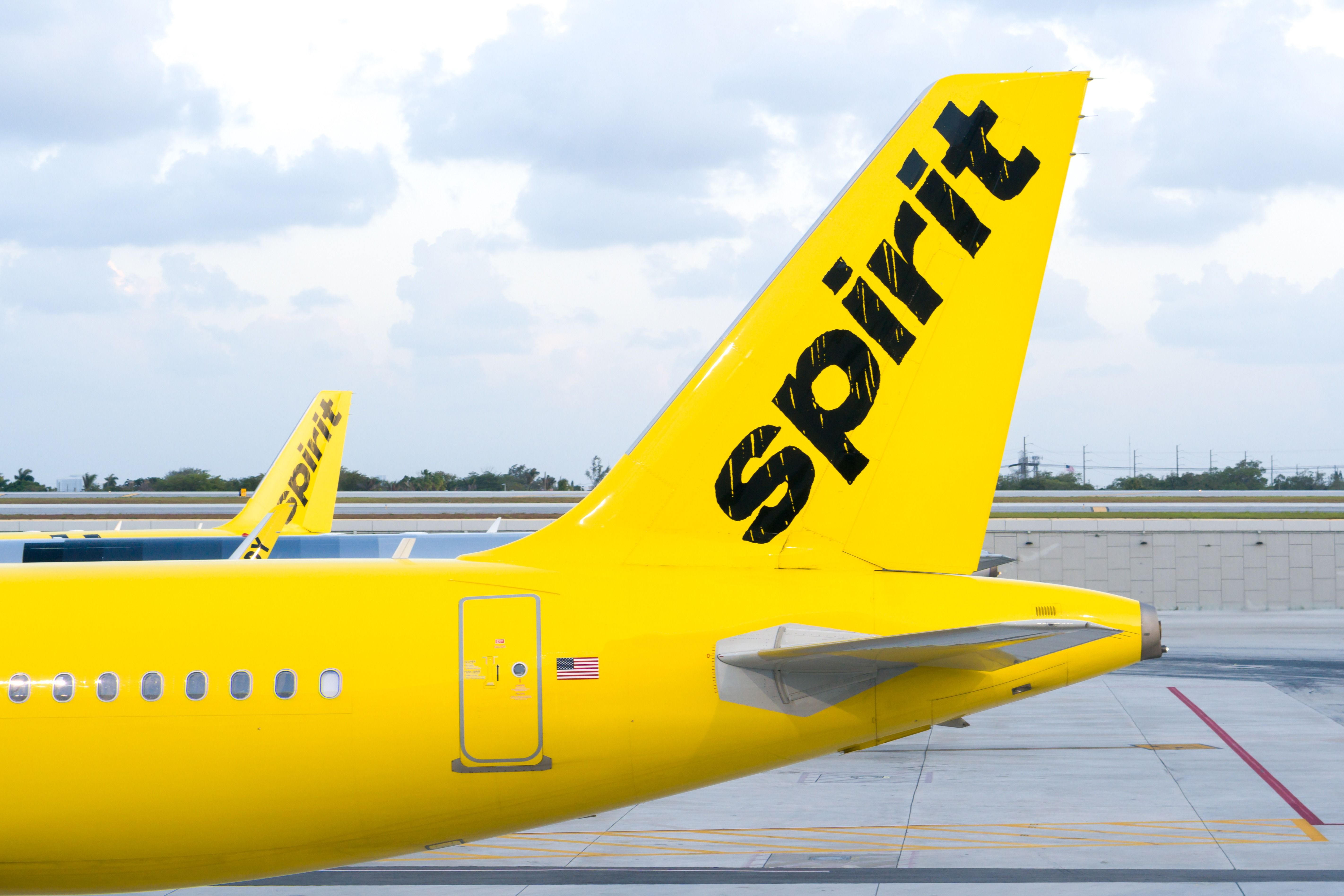 Spirit Airlines aircraft parked shutterstock_627010106